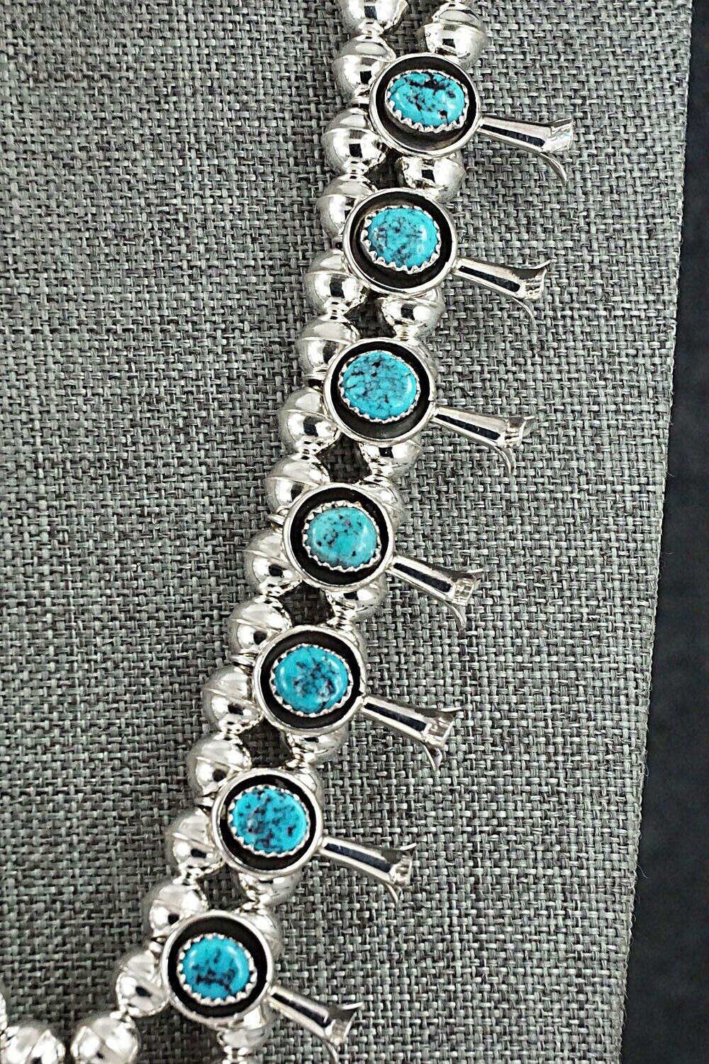 Turquoise & Sterling Silver Squash Blossom Set - Phil Garcia