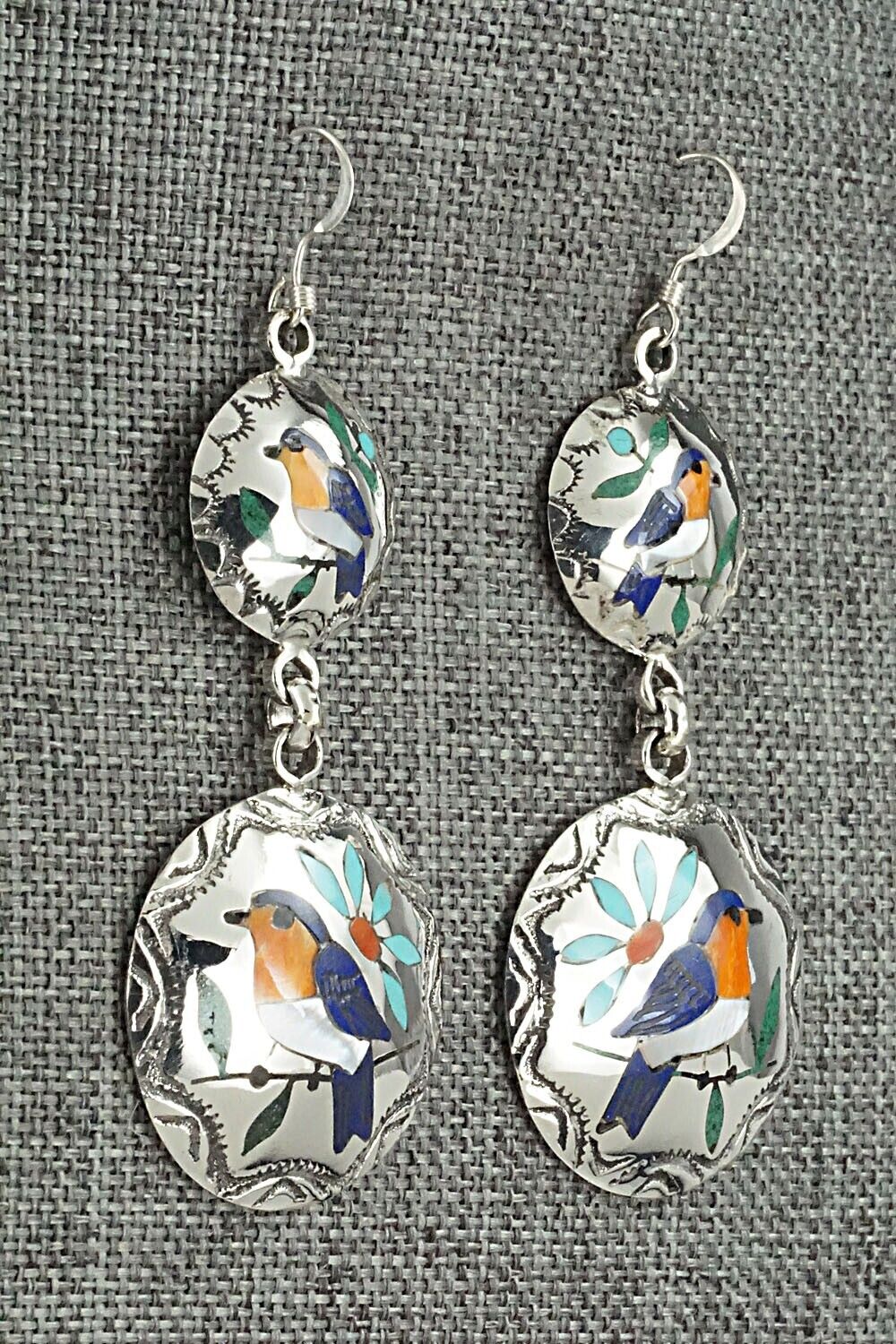 Multi Stone & Sterling Silver Earrings - Quintin Quam Sr.