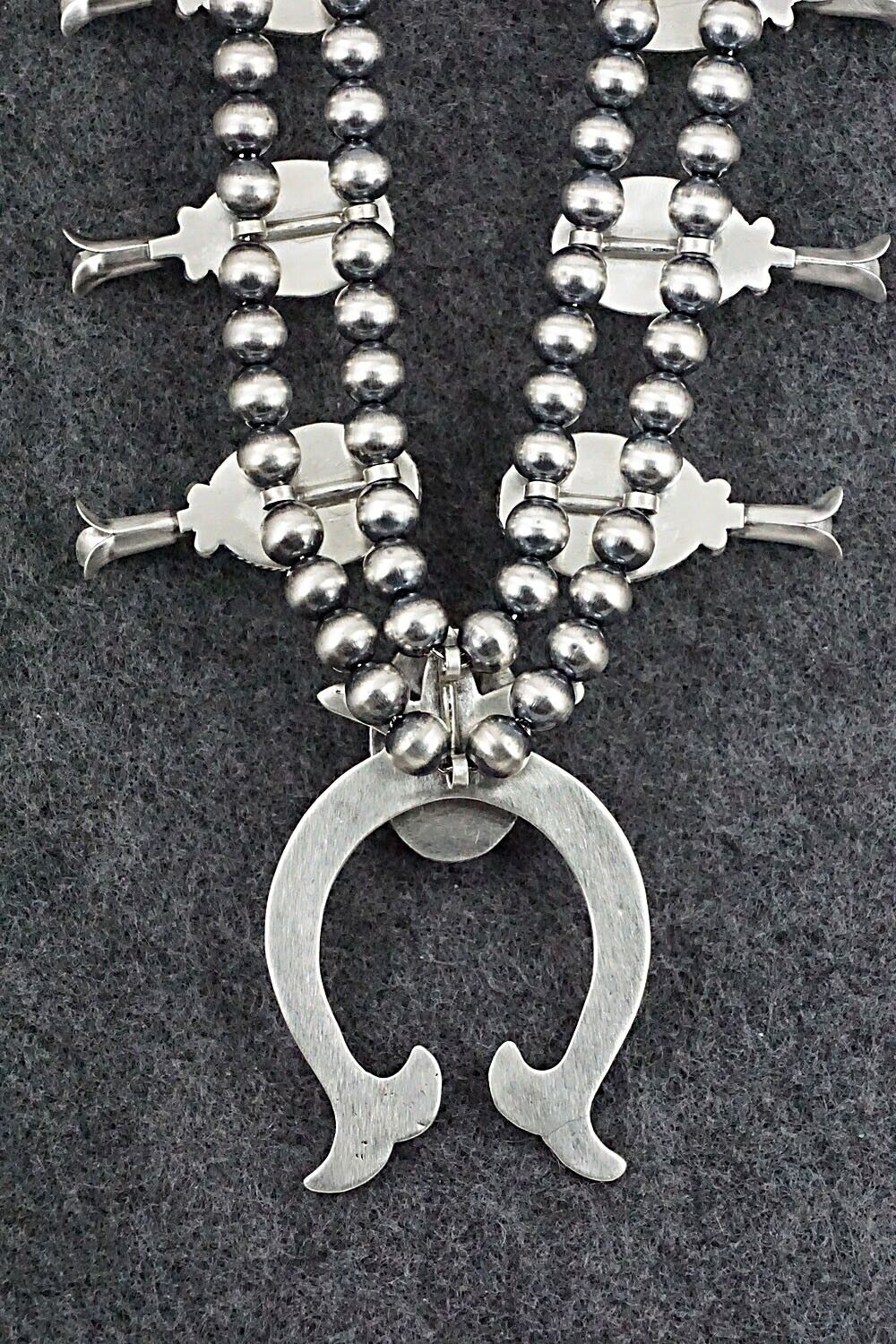 Turquoise & Sterling Silver Squash Blossom Necklace - Tom Lewis