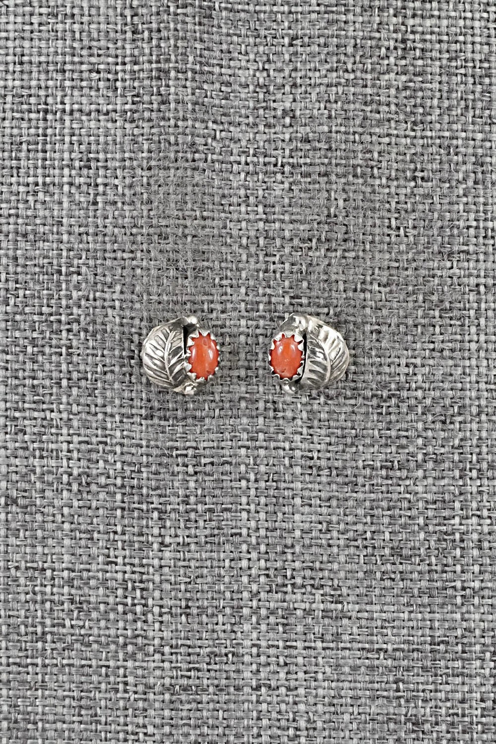 Coral & Sterling Silver Earrings - Roselene Joe