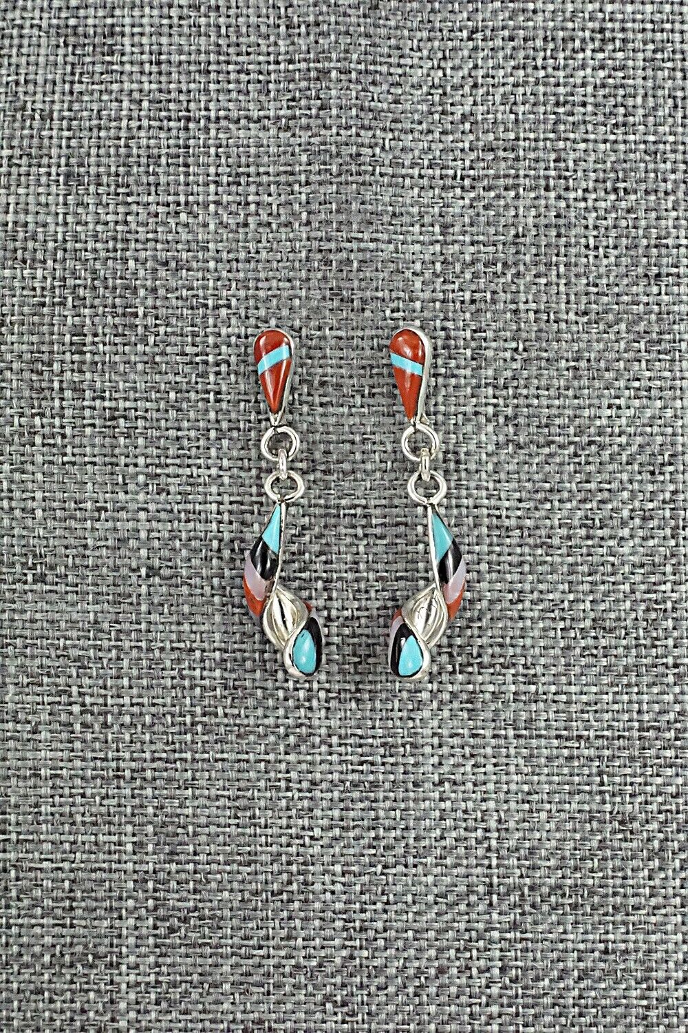 Multi-Stone & Sterling Silver Inlay Earrings - Idella Edaakie