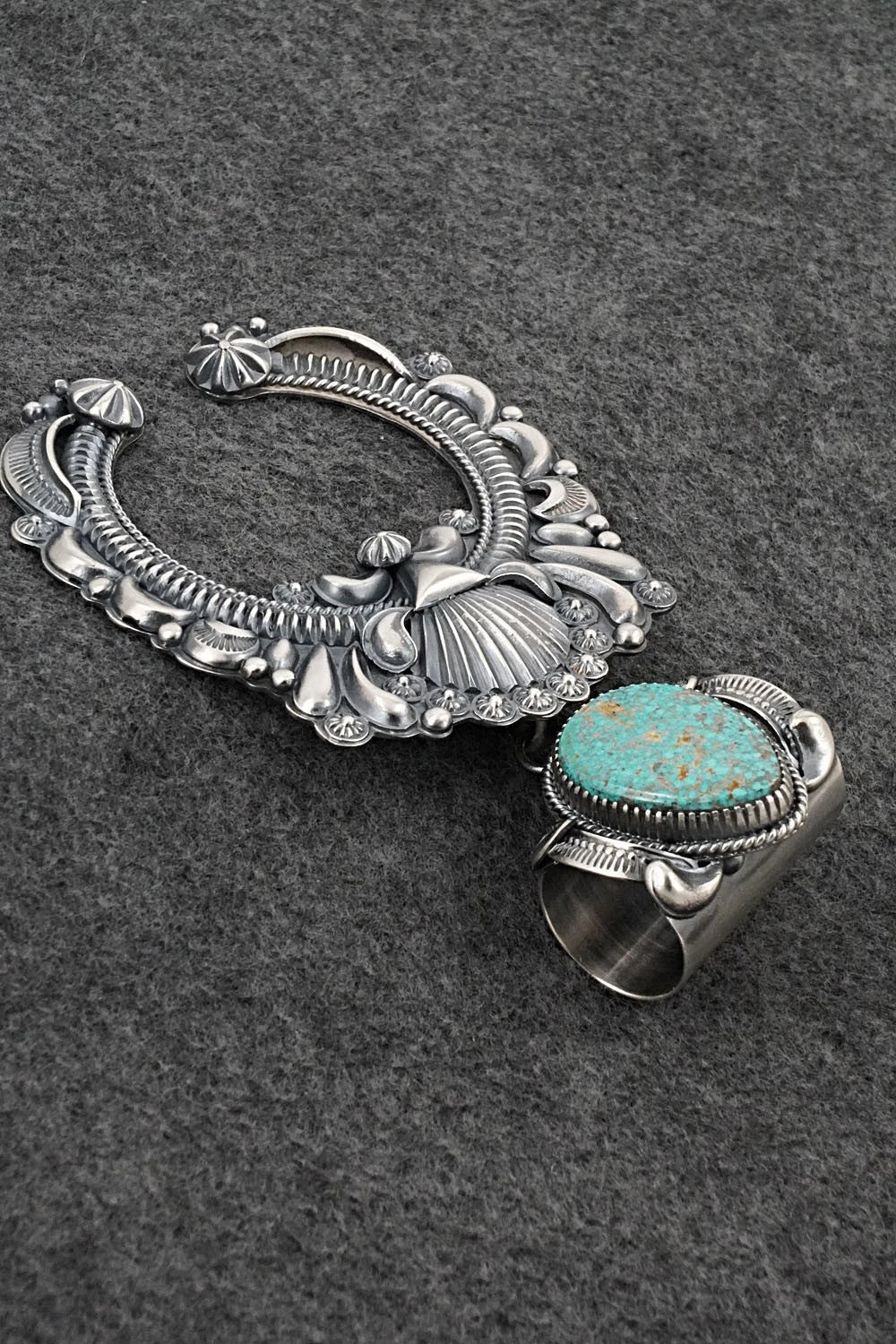 Turquoise & Sterling Silver Naja Pendant - Delbert Gordon