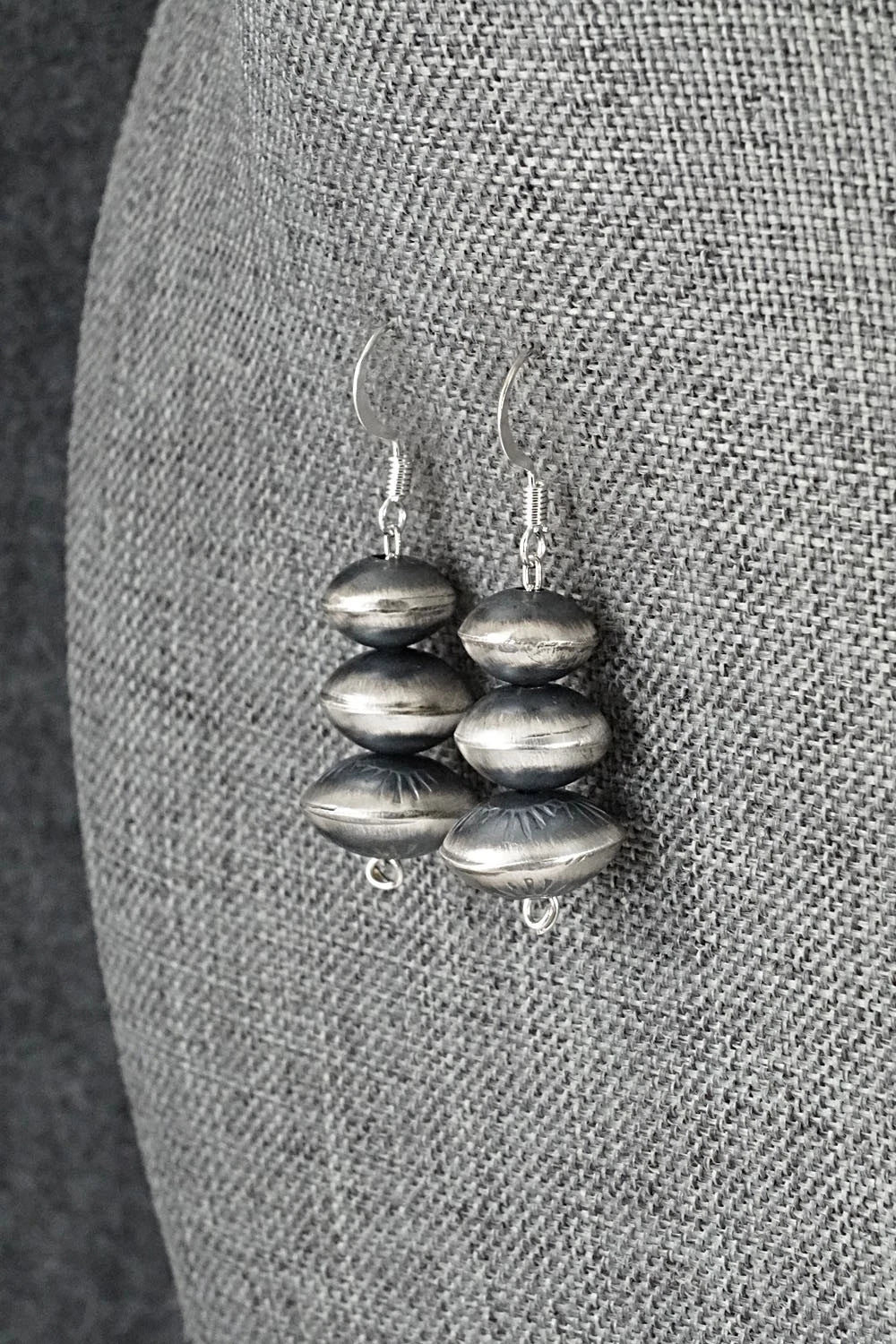 Sterling Silver Navajo Pearl Necklace and Earrings Set - Angeline Miller