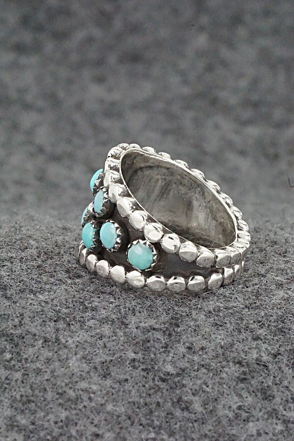 Turquoise & Sterling Silver Ring - Kenny Lonjose - Size 7.5