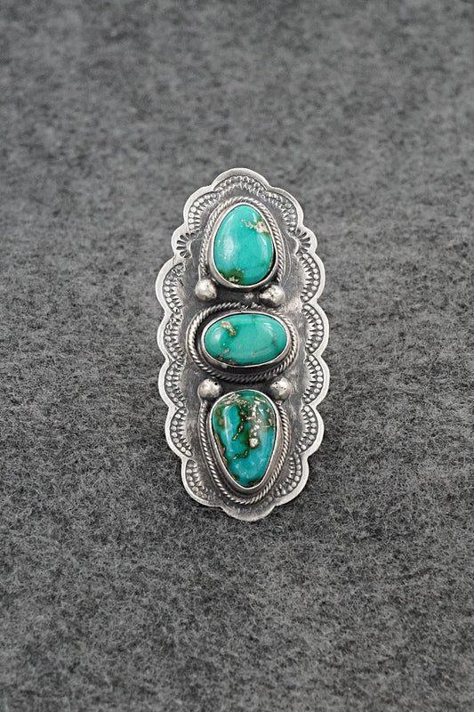 Turquoise & Sterling Silver Ring - Bobby Johnson - Size 8
