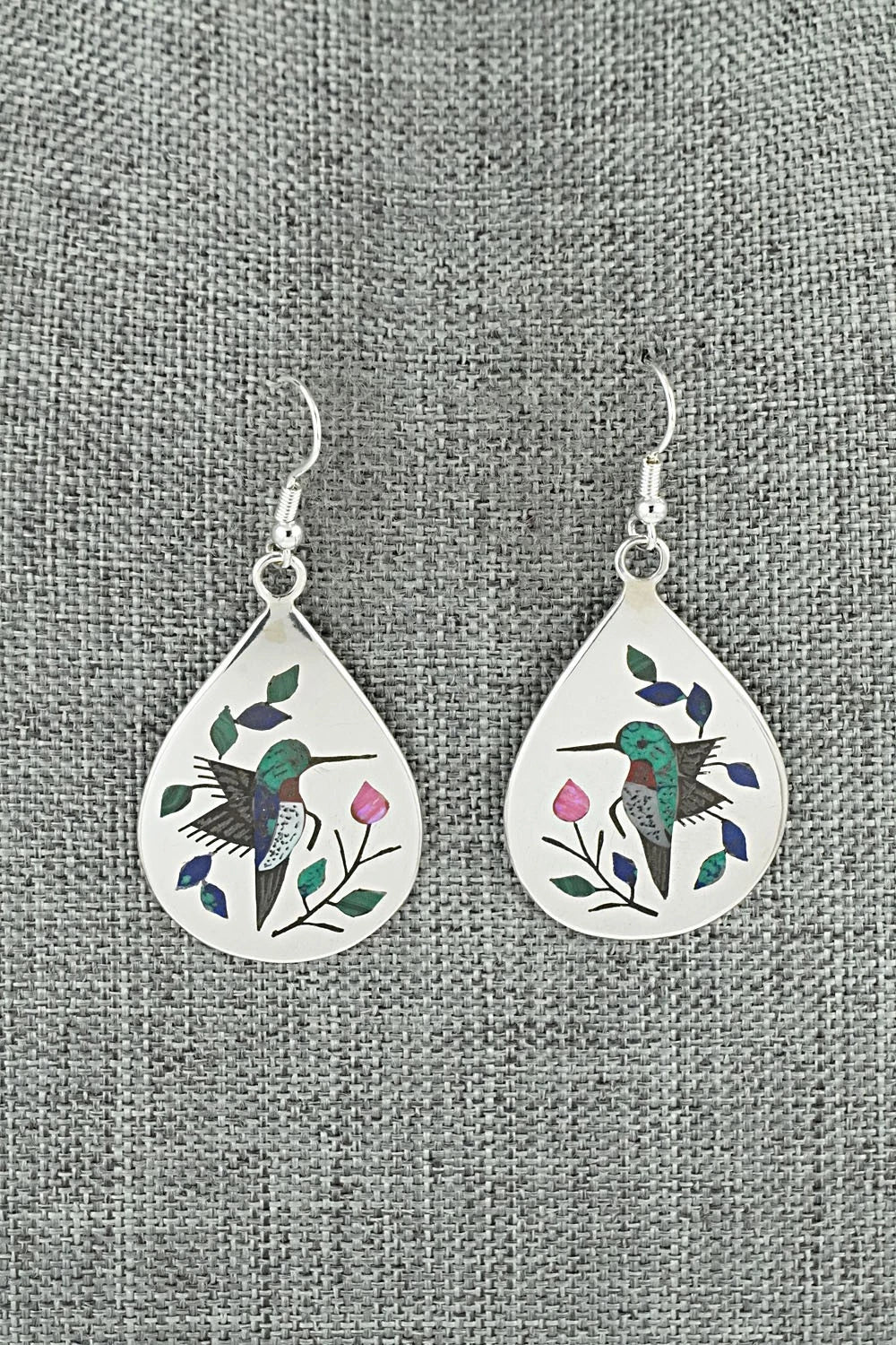 Multi-Stone Inlay & Sterling Silver Earrings - Raymond Boyd
