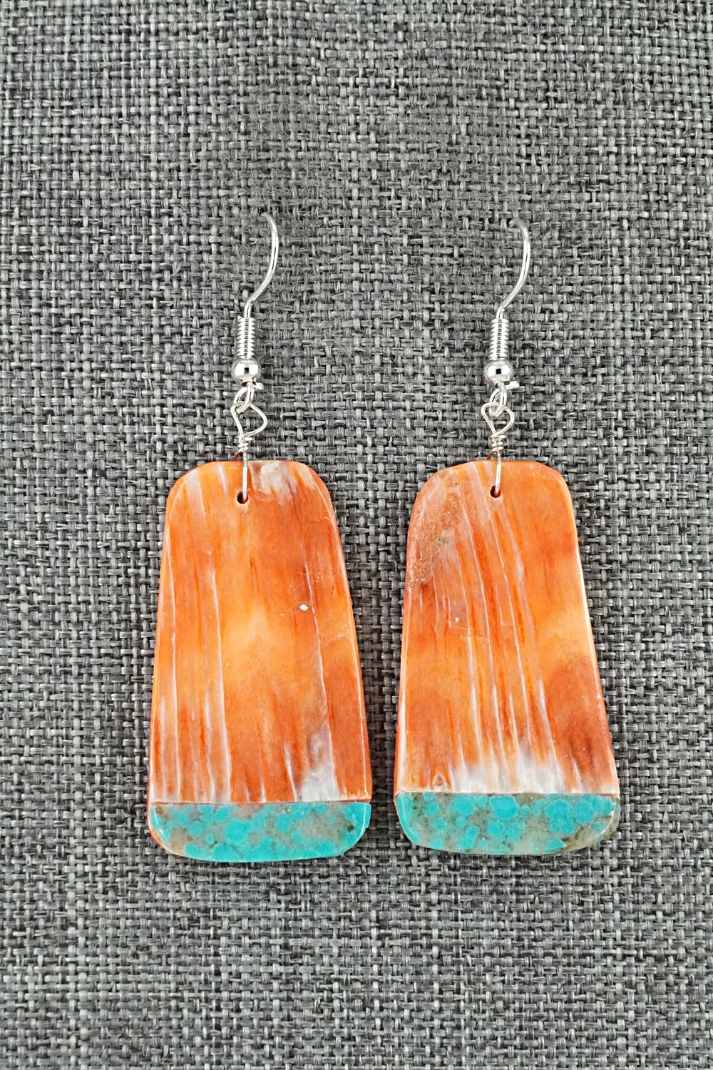 Spiny Oyster, Turquoise & Sterling Silver Earrings - Louise Pete