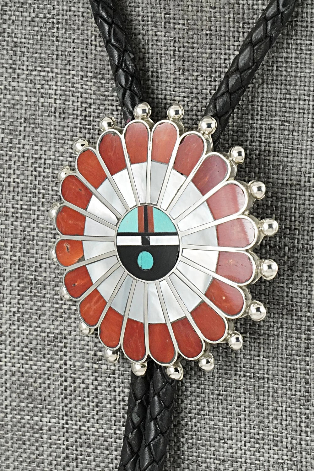 Multi-Stone & Sterling Silver Inlay Bolo Tie - April Unkestine