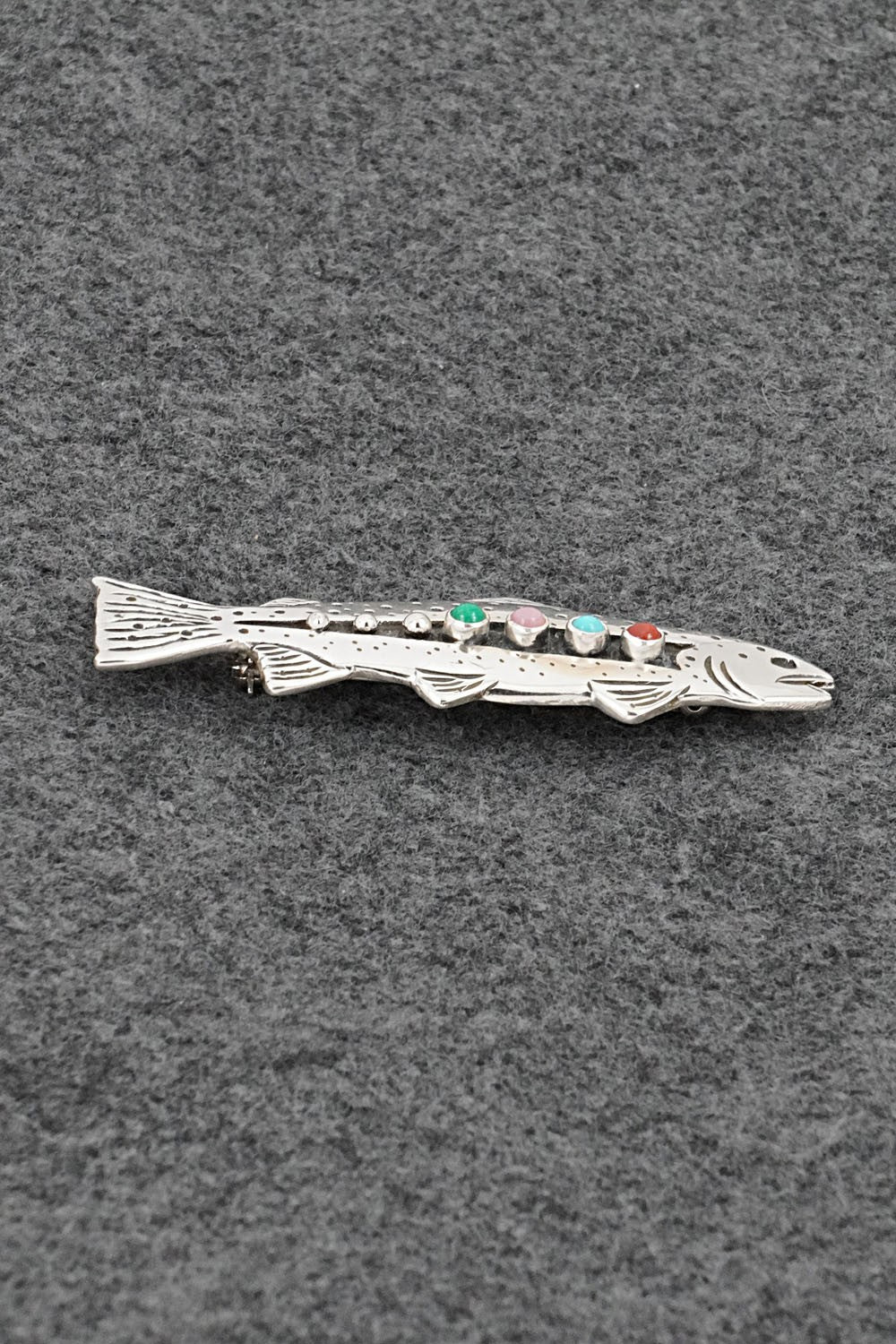 Multi-Stone & Sterling Silver Pendant/Pin - Lee Charlie