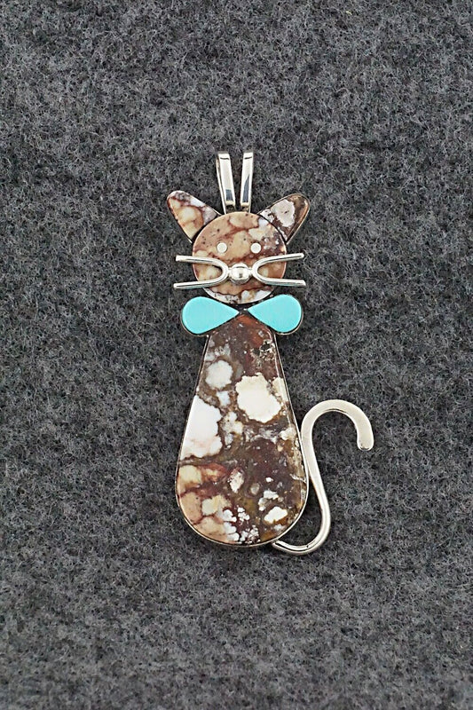 Wild Horse, Turquoise & Sterling Silver Pendant - Leavus Ahiyite