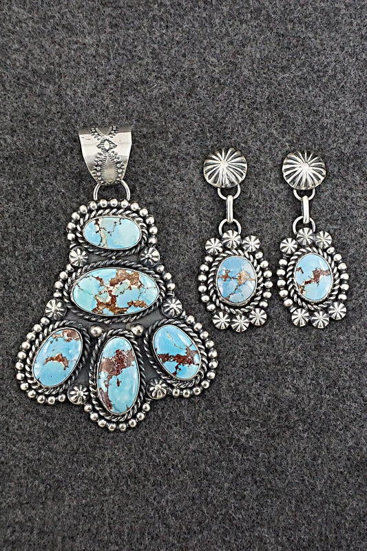 Turquoise & Sterling Silver Pendant and Earrings Set - Jeff James