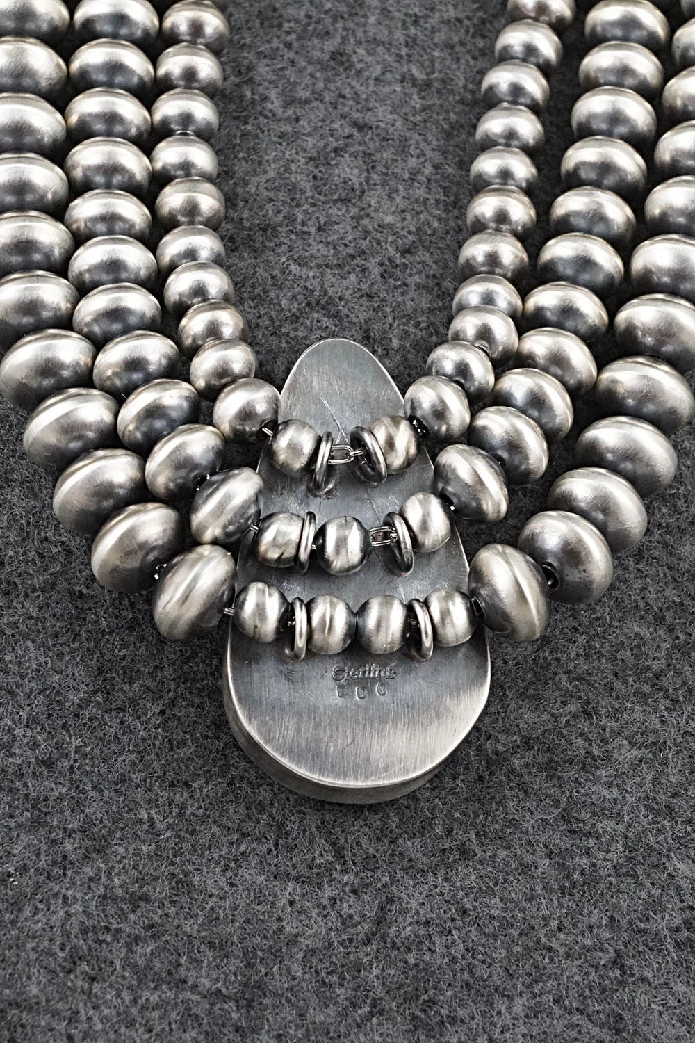 Turquoise & Sterling Silver Navajo Pearl Necklace - Gruber & Halwood