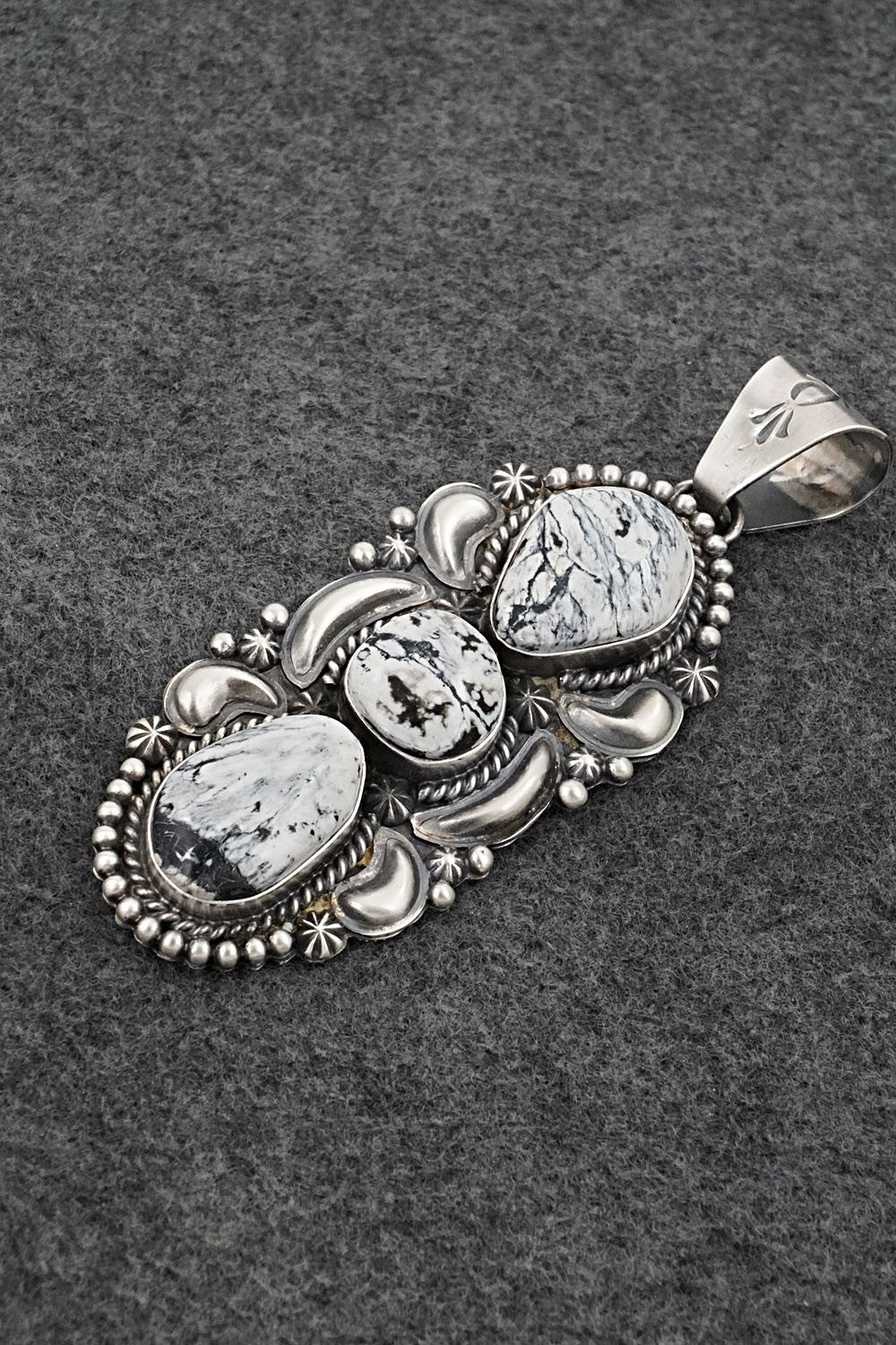 White Buffalo & Sterling Silver Pendant - Raymond Delgarito