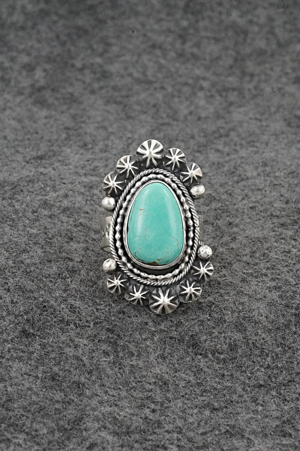 Turquoise & Sterling Silver Ring - Cordell Platero - Size Adjustable