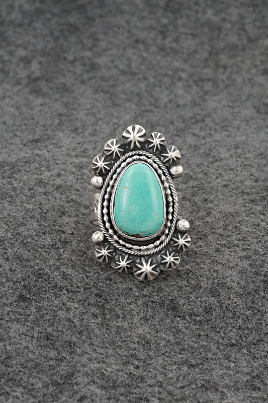 Turquoise & Sterling Silver Ring - Cordell Platero - Size Adjustable