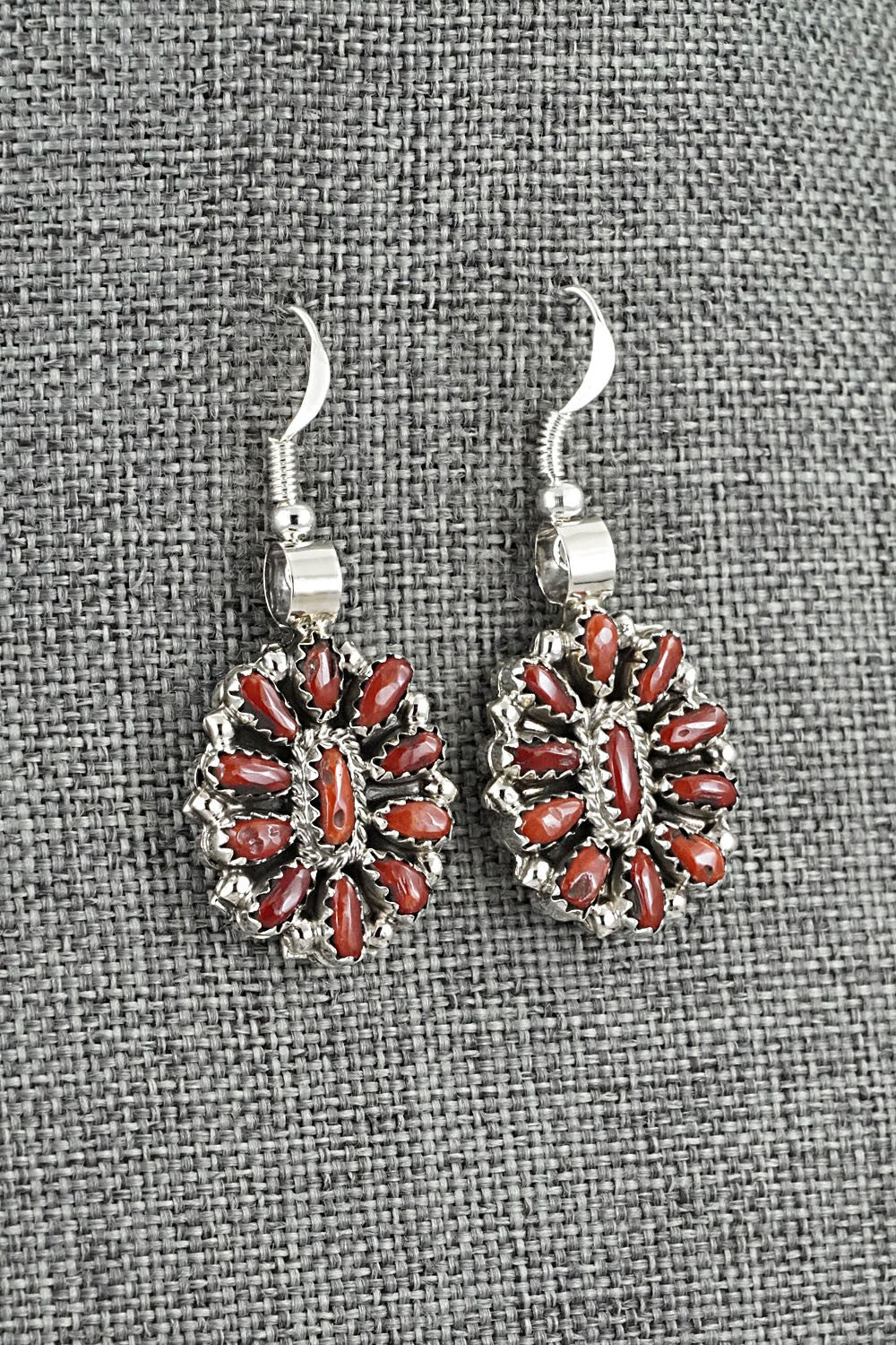 Turquoise, Coral & Sterling Silver Reversible Squash Blossom Set - Elton James