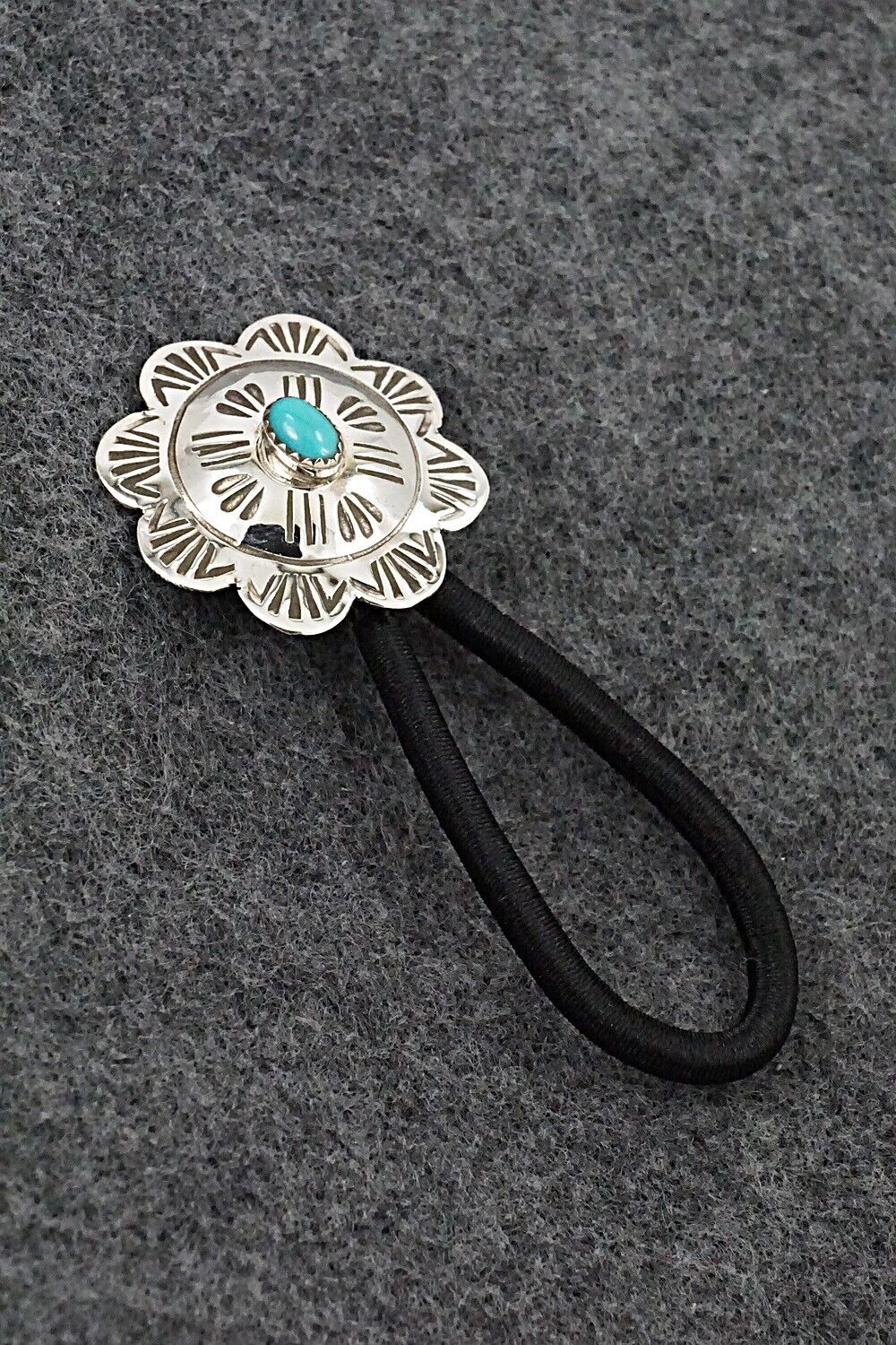 Turquoise & Sterling Silver Hair Tie - Bertha Begay