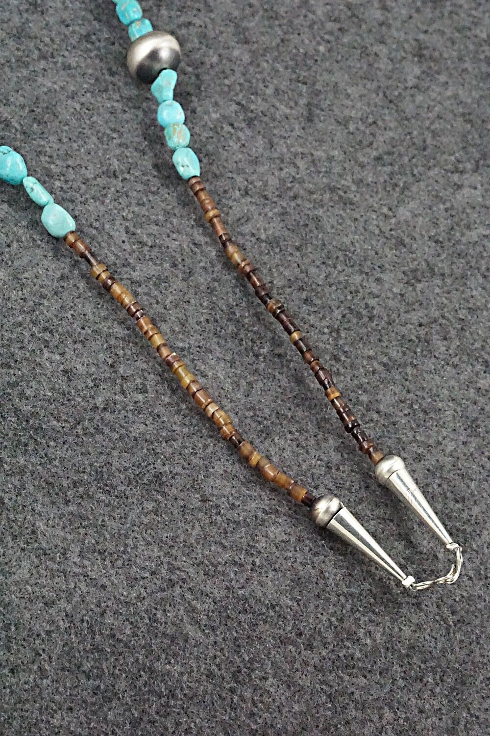 Turquoise & Sterling Silver Necklace 26" - Doreen Jake