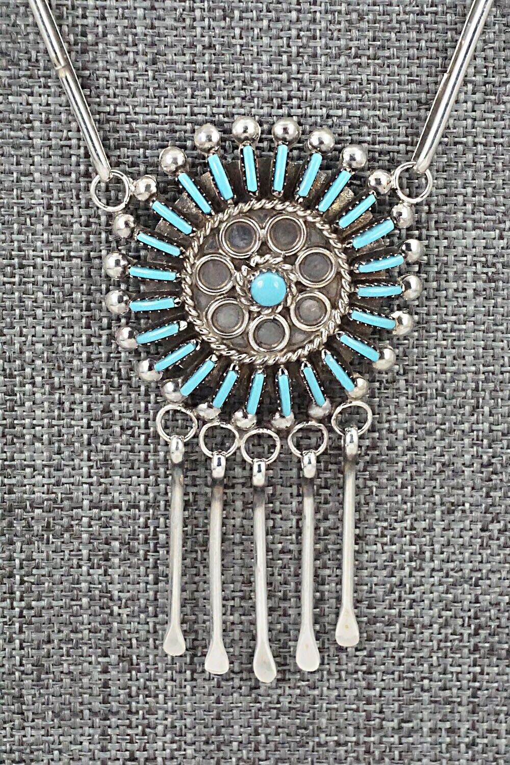 Turquoise & Sterling Silver Necklace and Earrings Set - Philander Gia