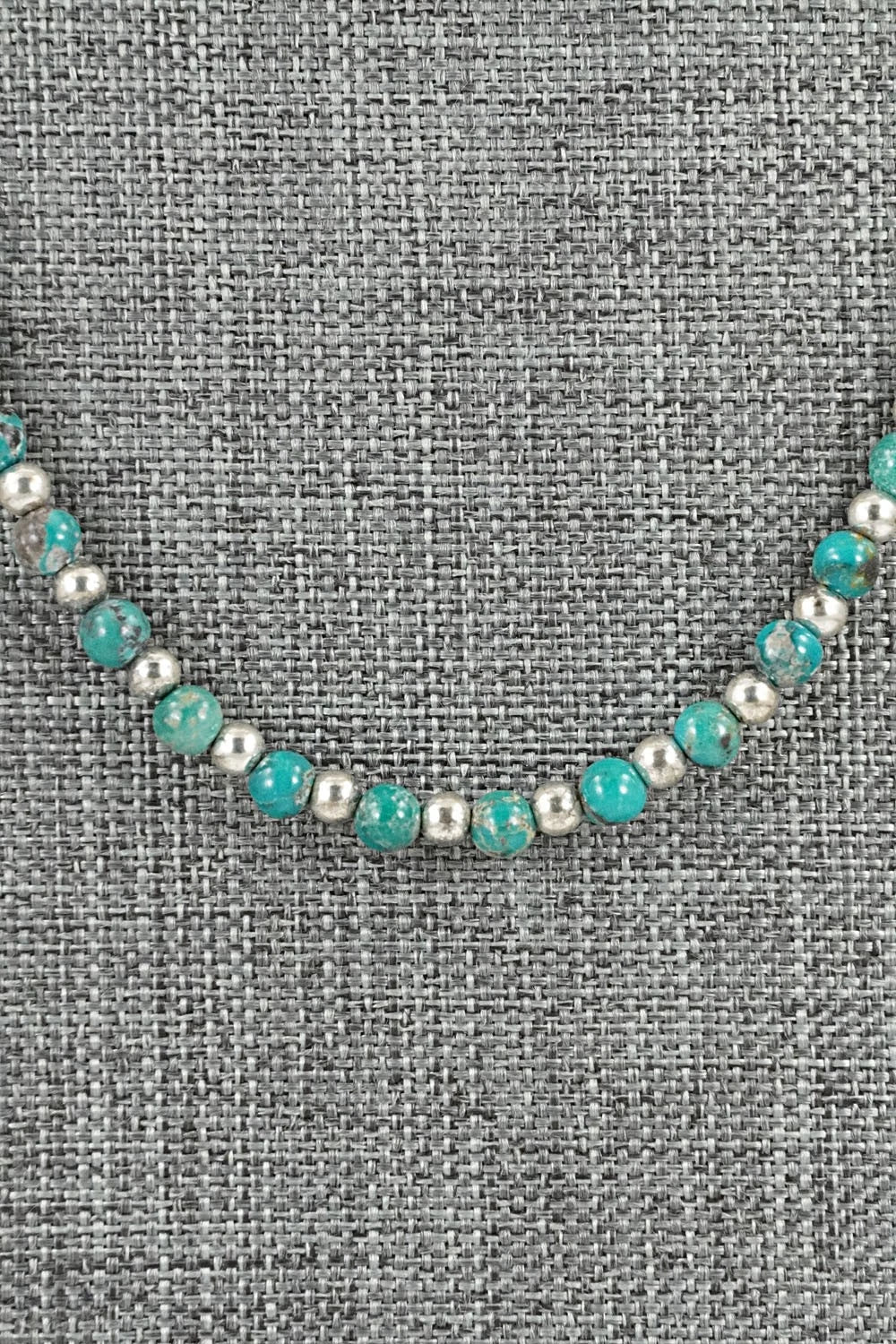 Turquoise & Sterling Silver Necklace 18" - Doreen Jake
