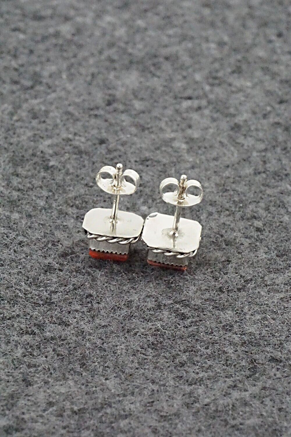 Spiny Oyster & Sterling Silver Earrings - Leander Cachini
