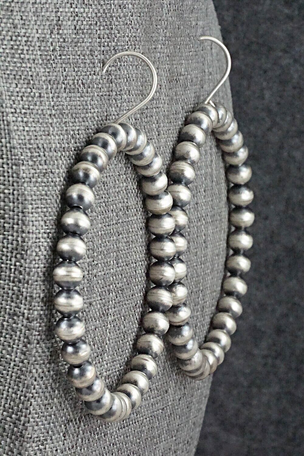 Sterling Silver Navajo Pearl Hoop Earrings - Amanda Larry