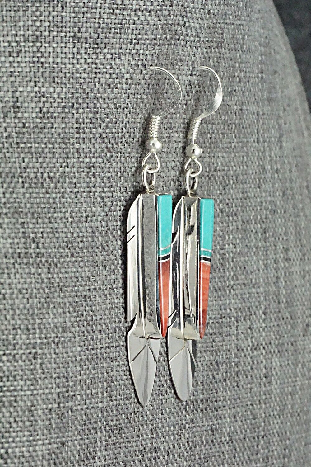 Multi-Stone & Sterling Silver Inlay Earrings - Marilyn Yazzie