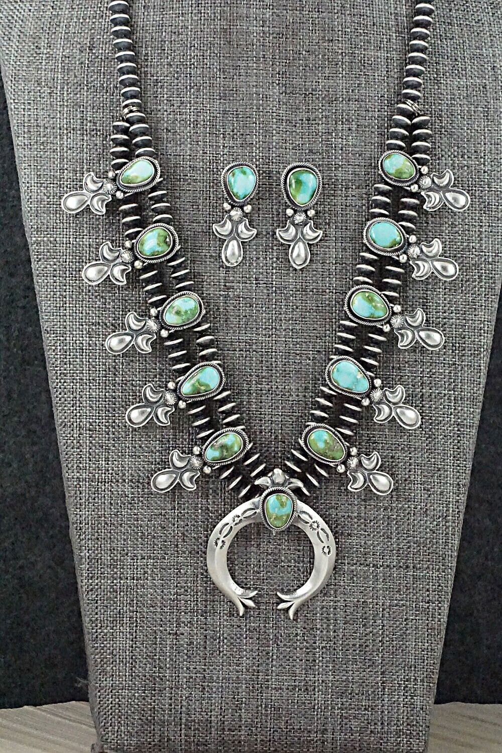 Turquoise & Sterling Silver Squash Blossom Set - Paige Gordon