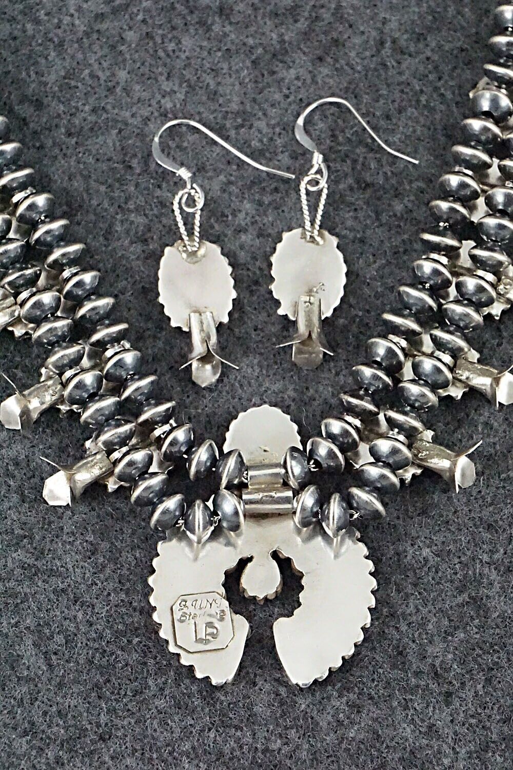 Turquoise & Sterling Silver Mini Squash Blossom Set - Lorna Peina