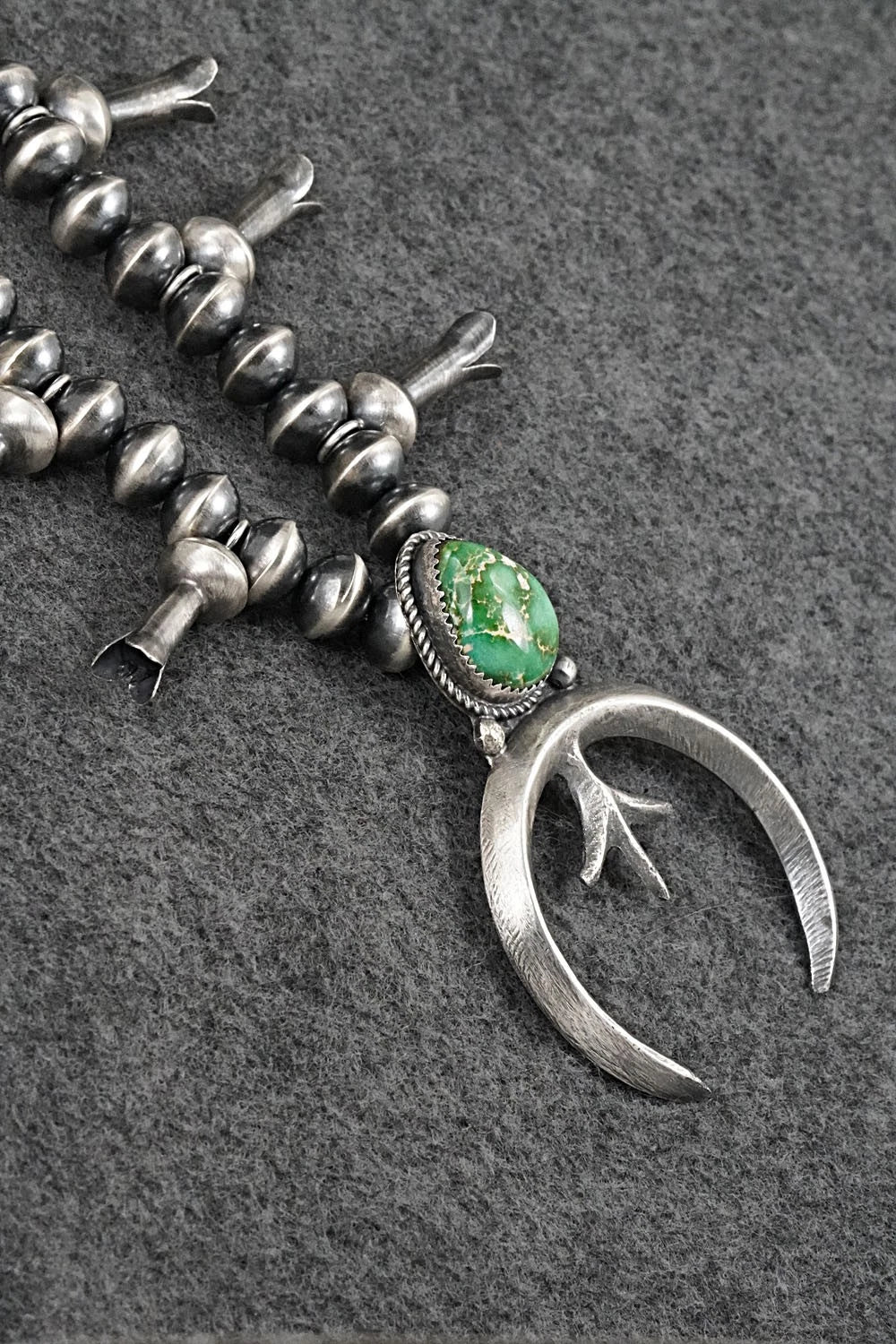 Turquoise & Sterling Silver Squash Blossom Necklace - Presley Haley