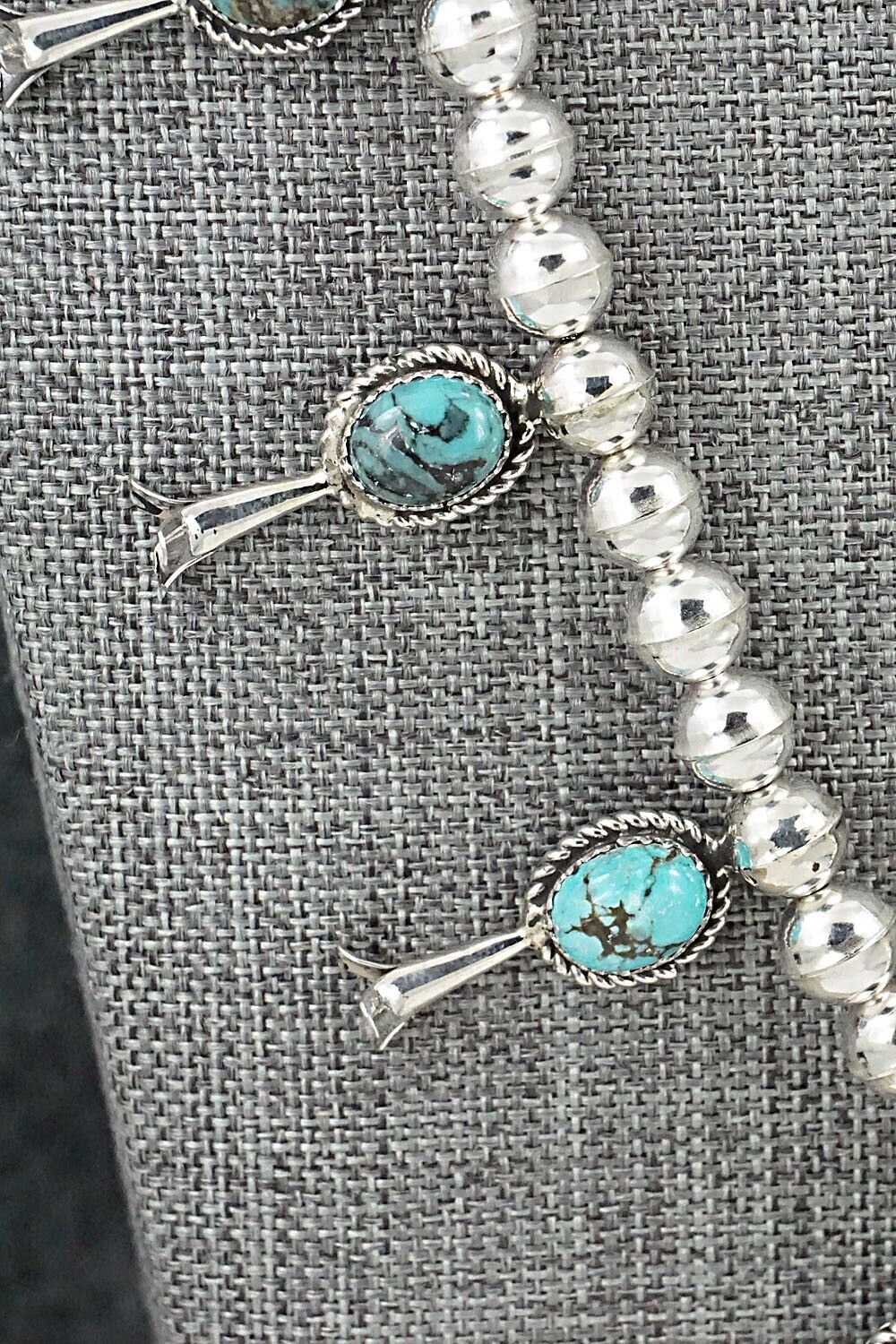 Turquoise & Sterling Silver Squash Blossom Necklace - Phil Garcia