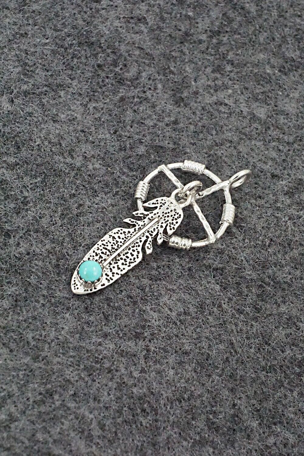 Turquoise & Sterling Silver Pendant - Kenny Lonjose