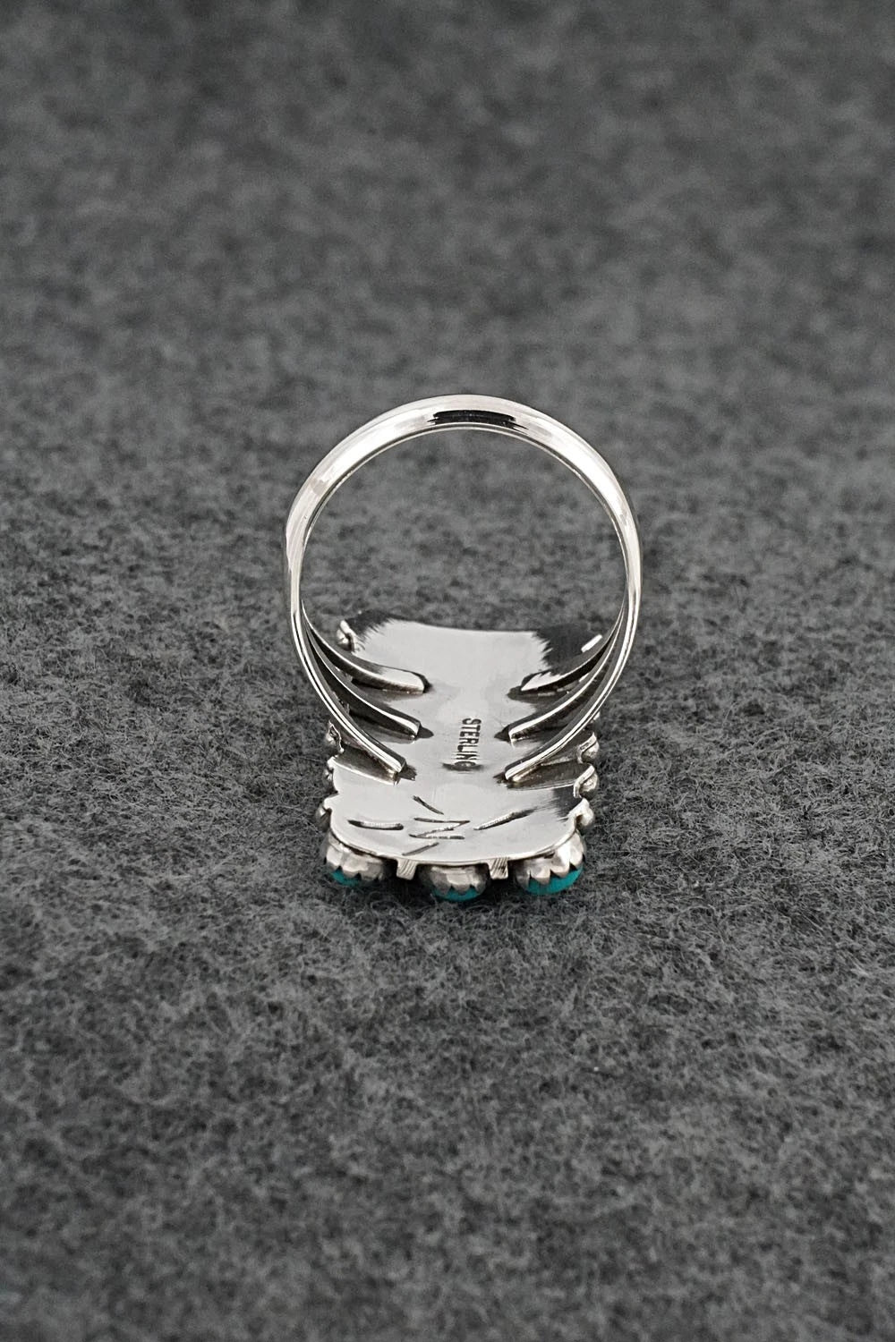 Turquoise & Sterling Silver Ring - Kenny Lonjose - Size 8.5