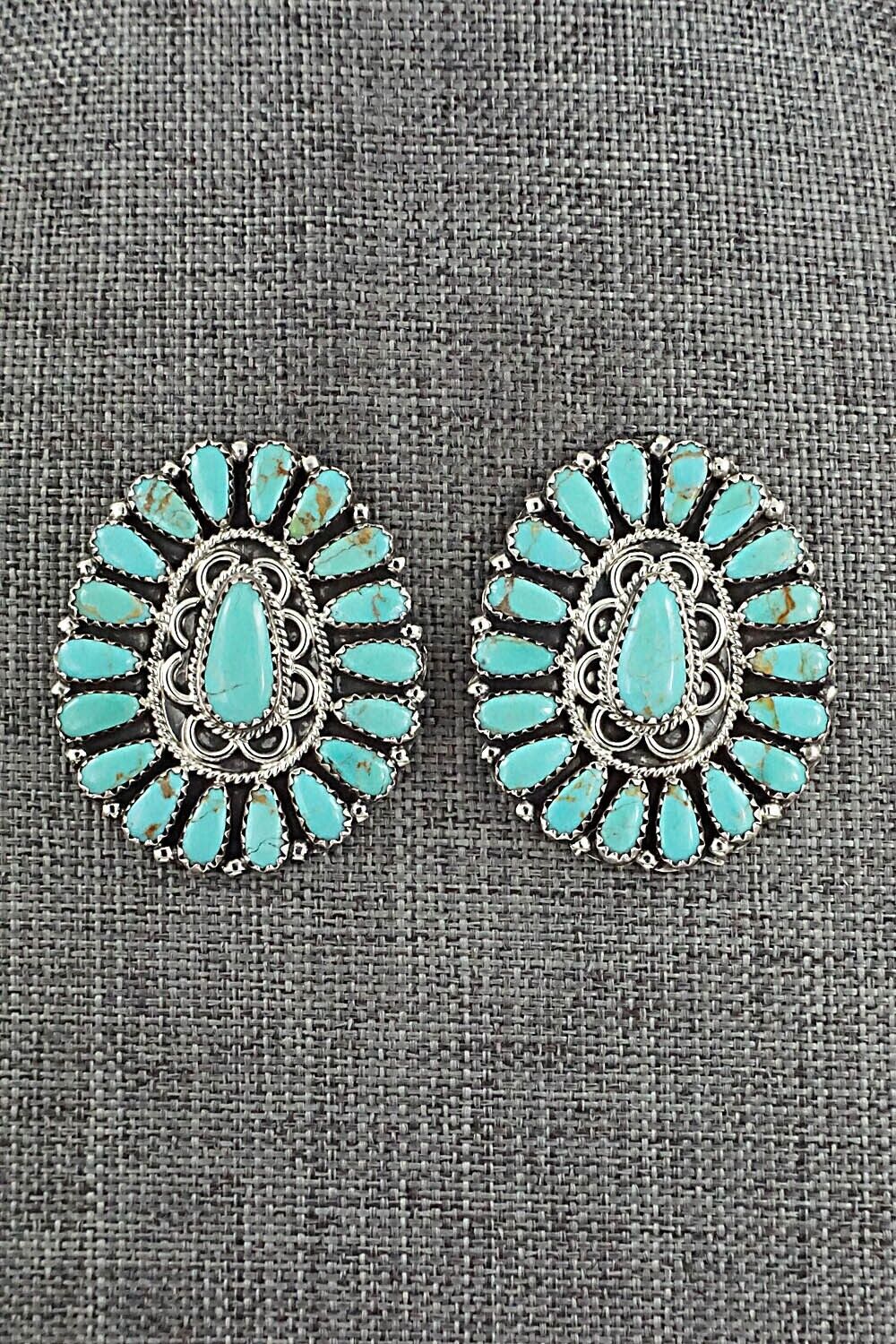 Turquoise and Sterling Silver Earrings - Zeita Begay