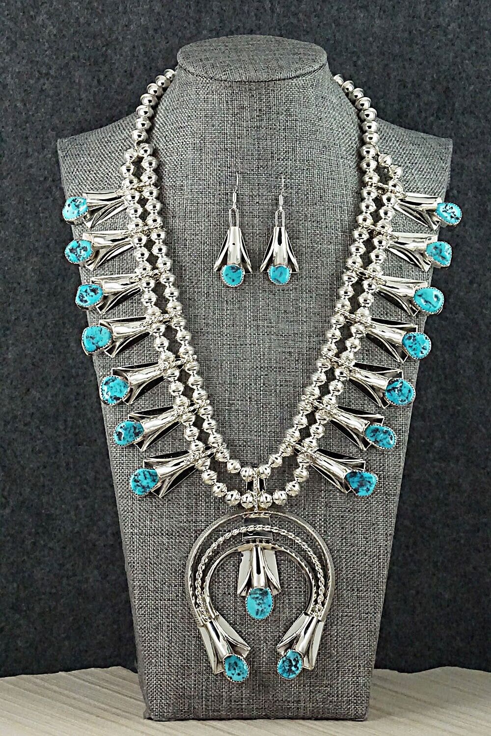 Turquoise & Sterling Silver Squash Blossom Set - Louise Yazzie