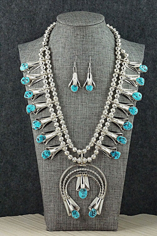 Turquoise & Sterling Silver Squash Blossom Set - Louise Yazzie
