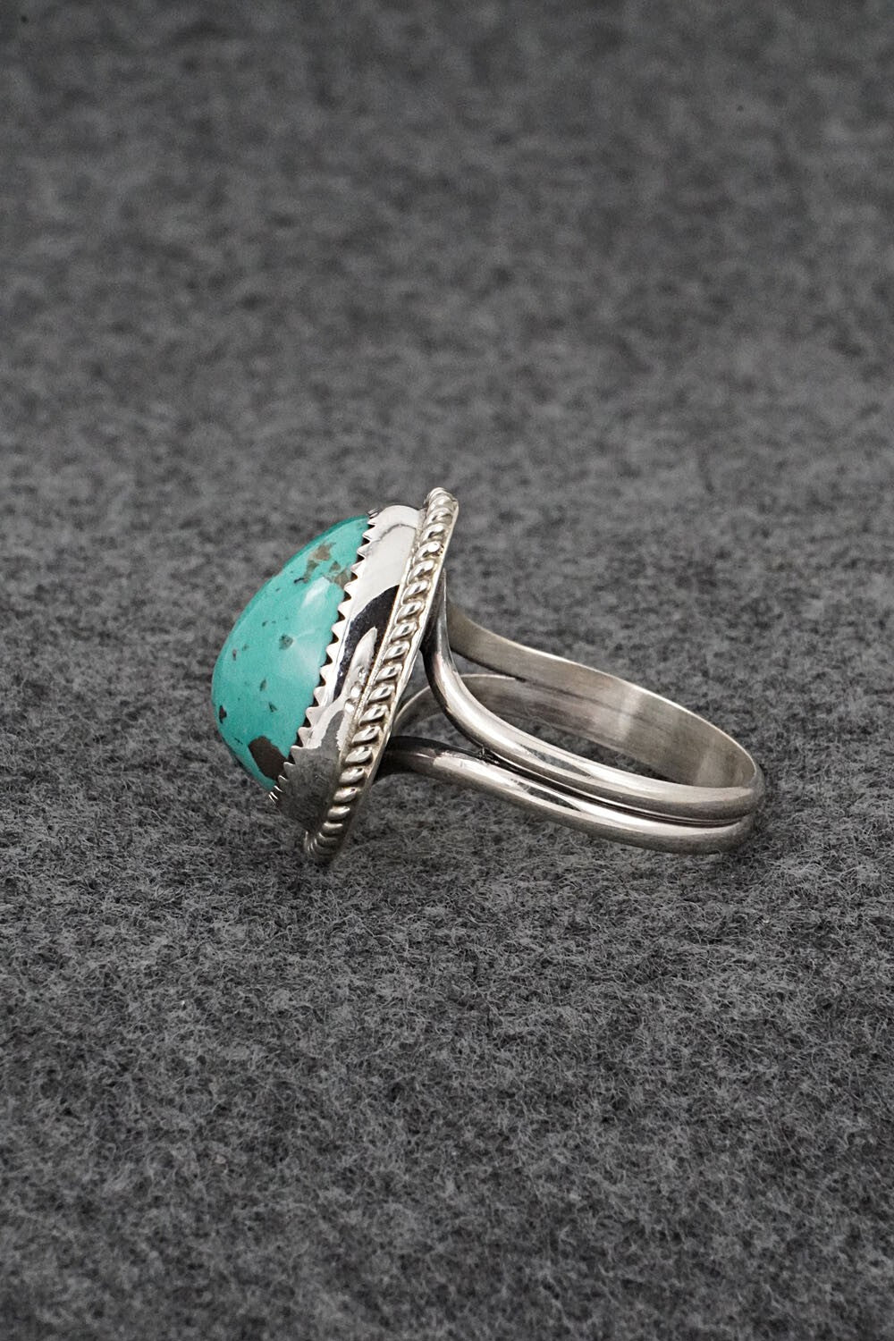 Turquoise & Sterling Silver Ring - Leslie Nez - Size 11
