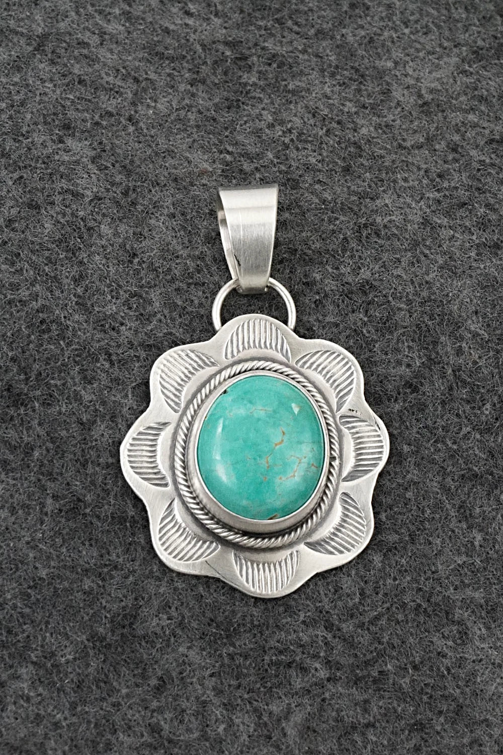 Turquoise & Sterling Silver Pendant - Cordell Platero