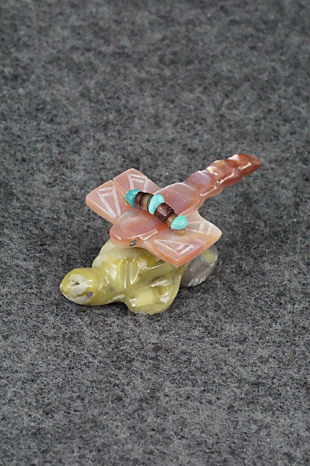Turtle with Dragonfly Zuni Fetish Carving - Daisy Rose Leonard