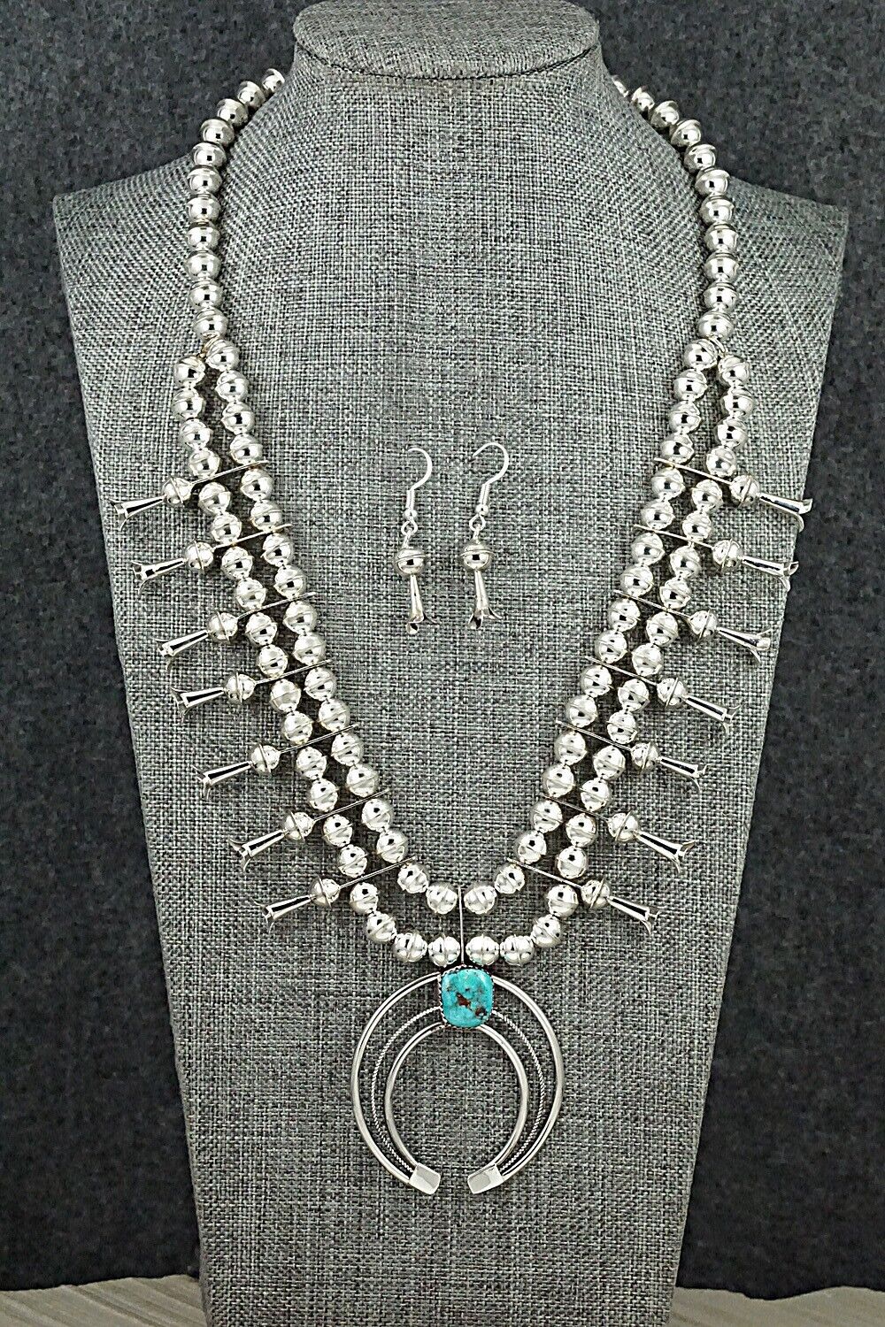 Turquoise & Sterling Silver Squash Blossom Set - Phil Garcia