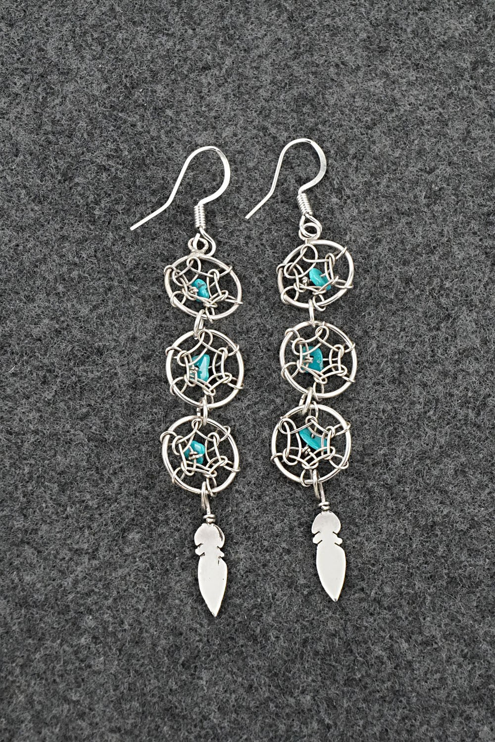 Turquoise & Sterling Silver Earrings - Lorenzo Arviso Jr.