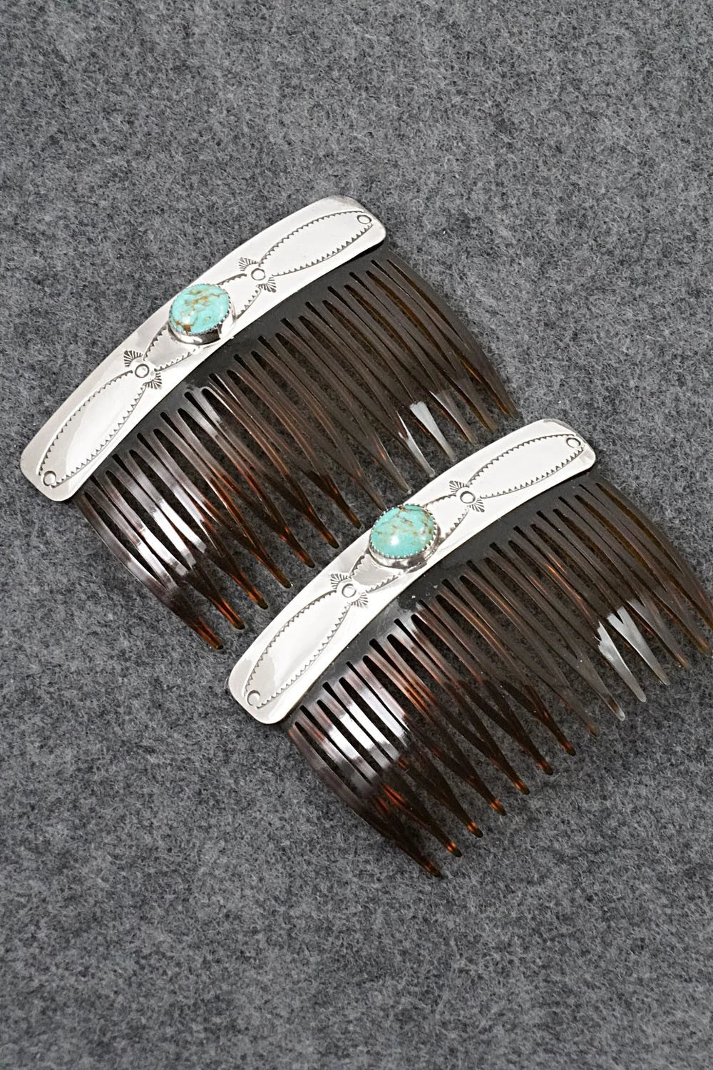 Turquoise & Sterling Silver Hair Combs - Jolene Begay