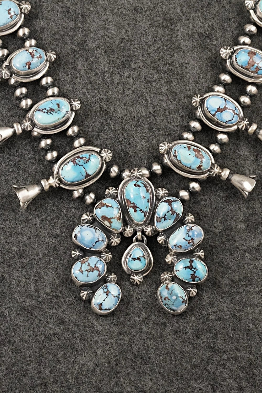 Turquoise & Sterling Silver Squash Blossom Set - Darrin Livingston
