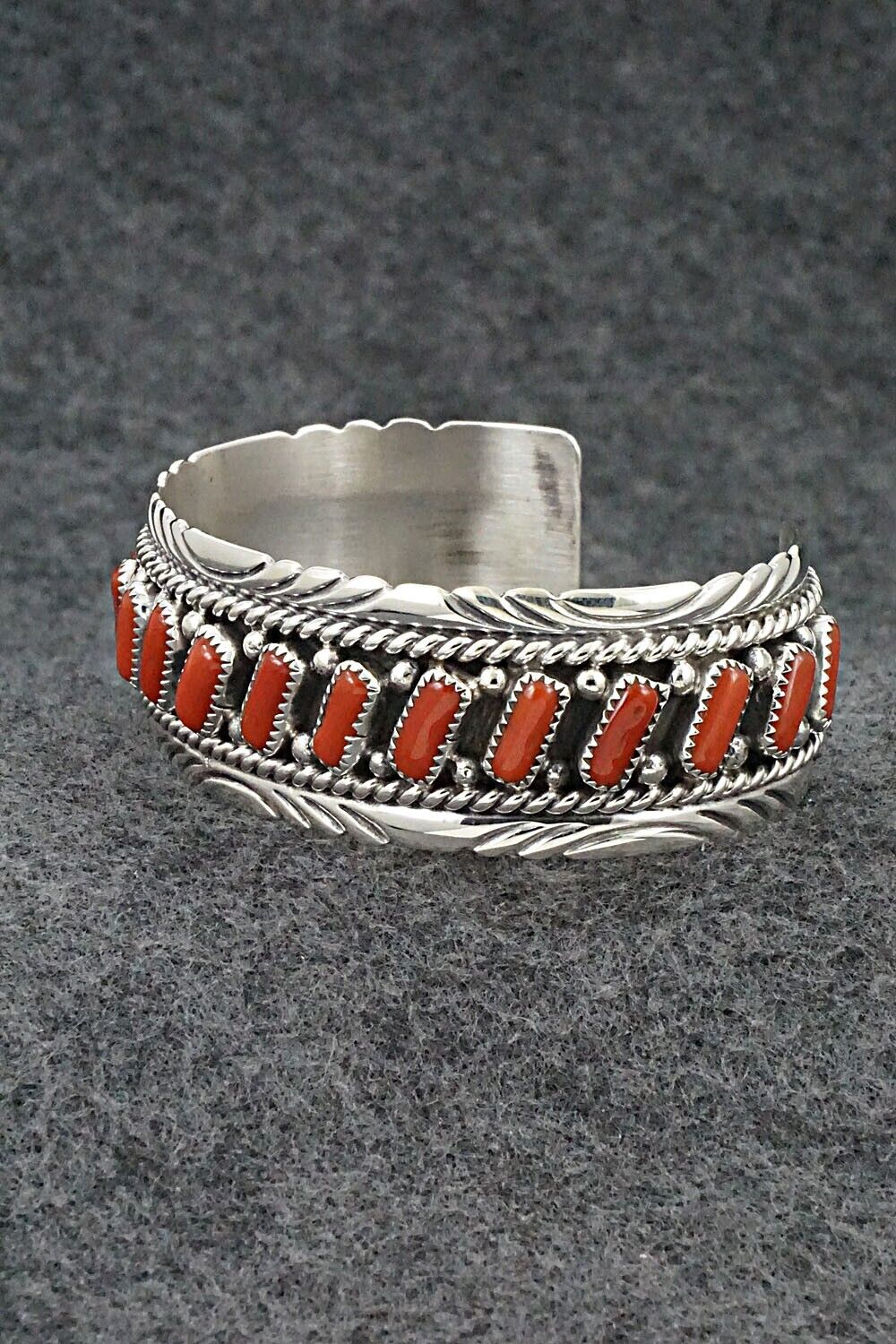 Coral & Sterling Silver Bracelet - Chester Charley