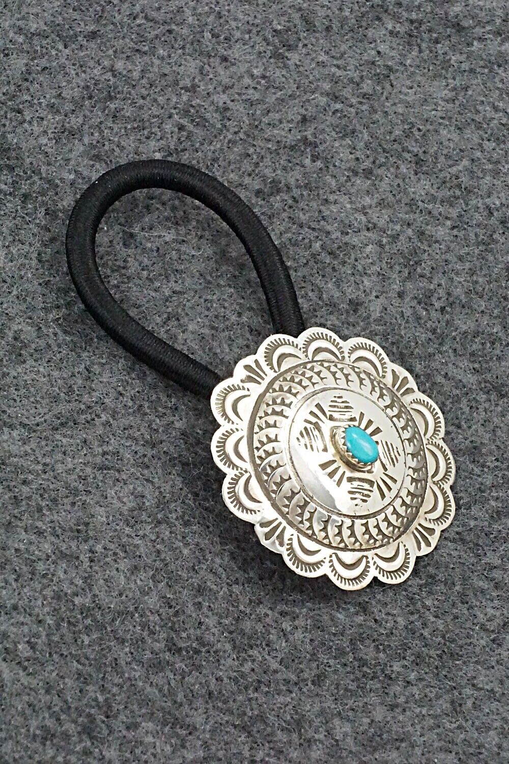 Turquoise & Sterling Silver Hair Tie - Bertha Begay