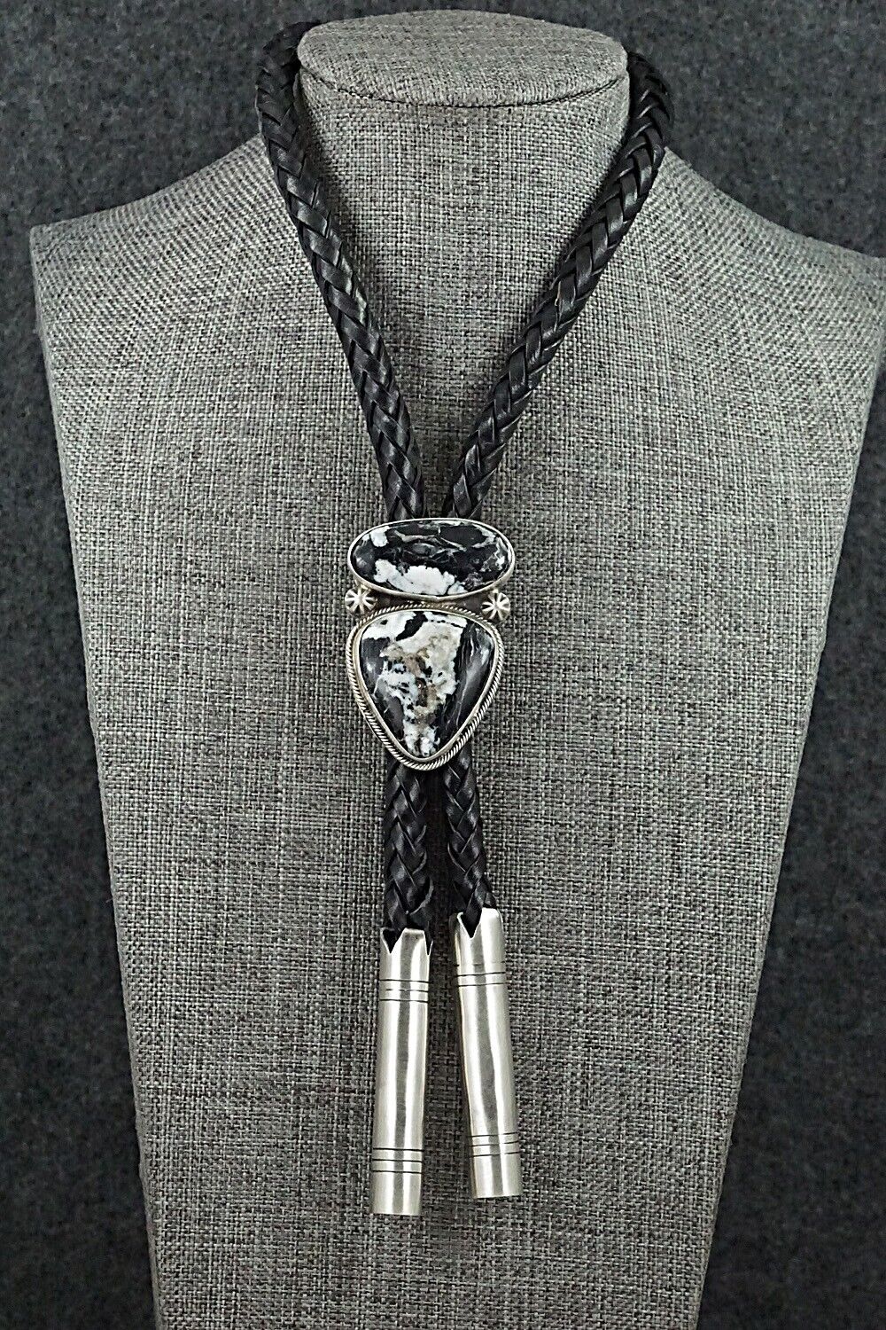 White Buffalo & Sterling Silver Bolo Tie - Bobby Johnson