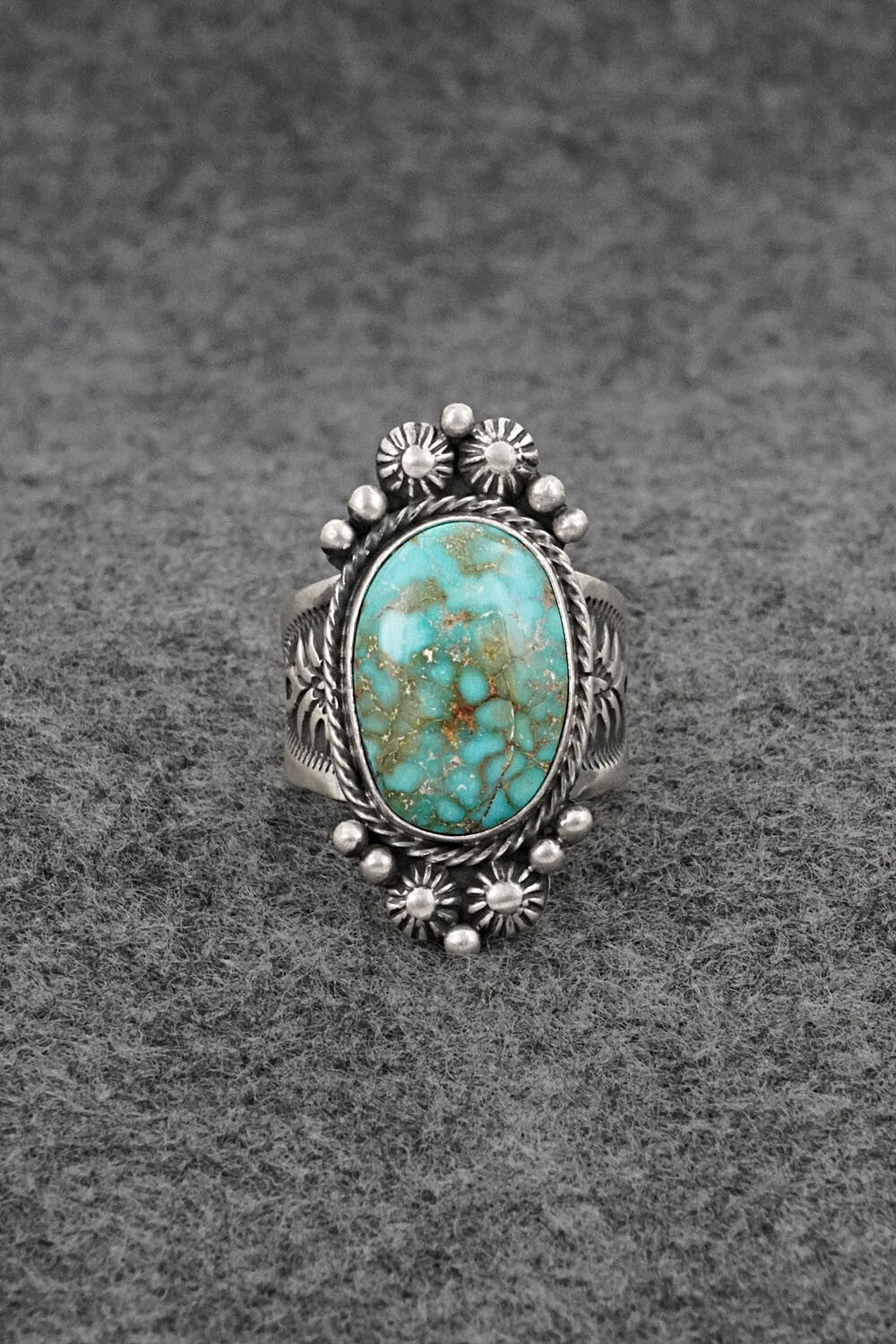 Turquoise & Sterling Silver Ring - Samuel Yellowhair - Size 7
