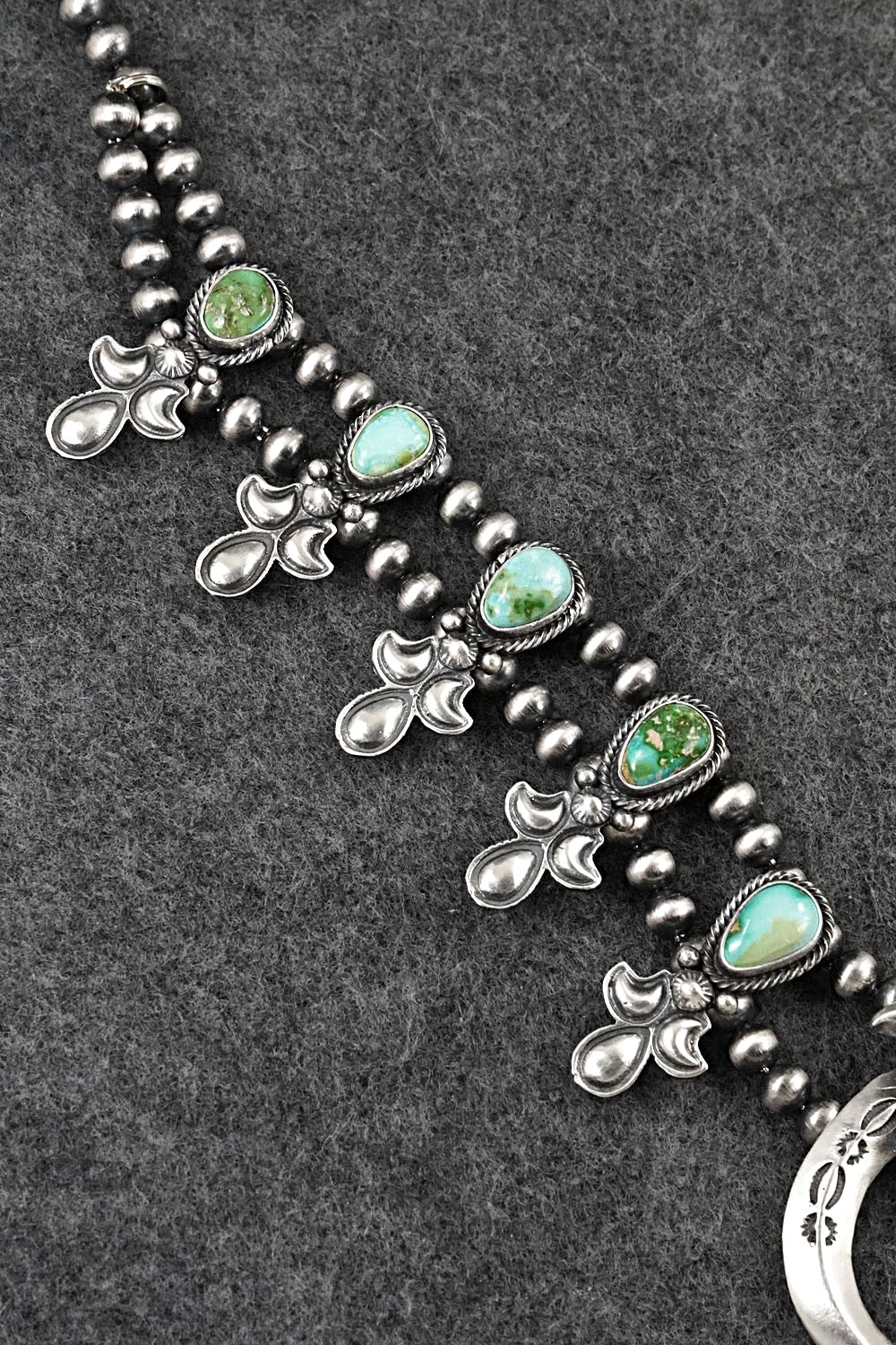 Turquoise & Sterling Silver Squash Blossom Set - Adrienne Gordon