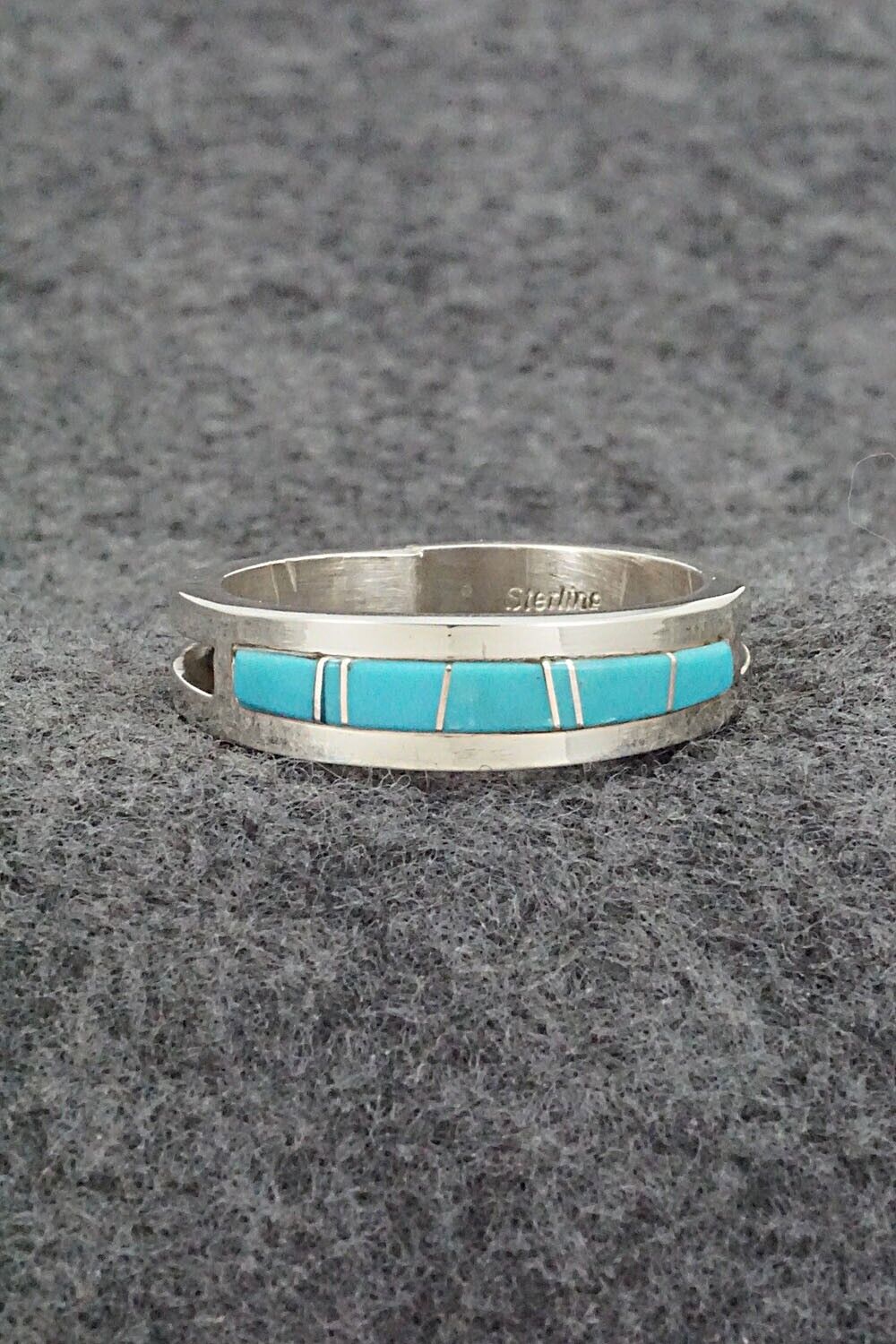 Turquoise & Sterling Silver Inlay Ring - Wilbert Muskett Jr. - Size 12.5