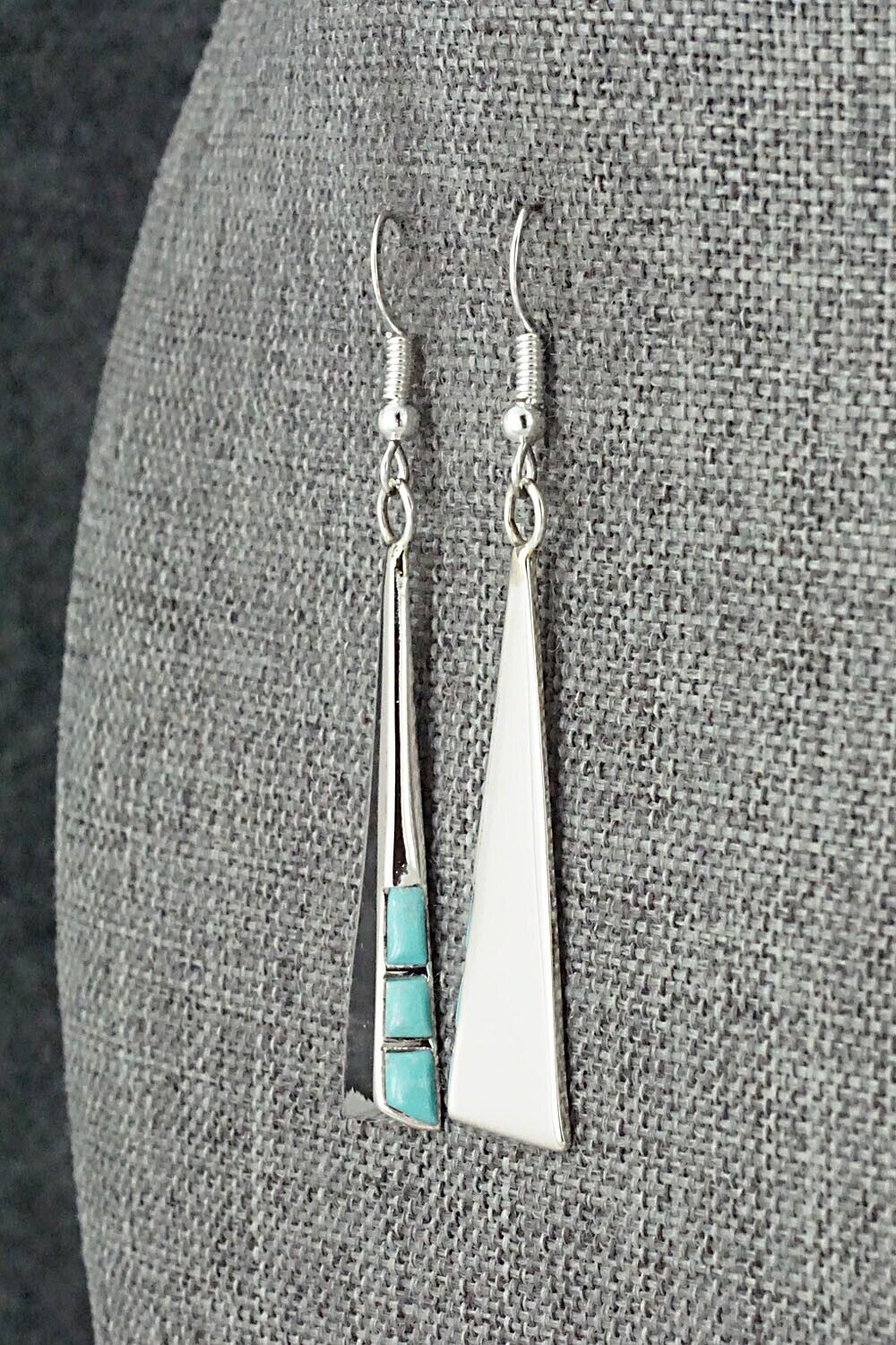 Turquoise and Sterling Silver Earrings - Leonard Jim